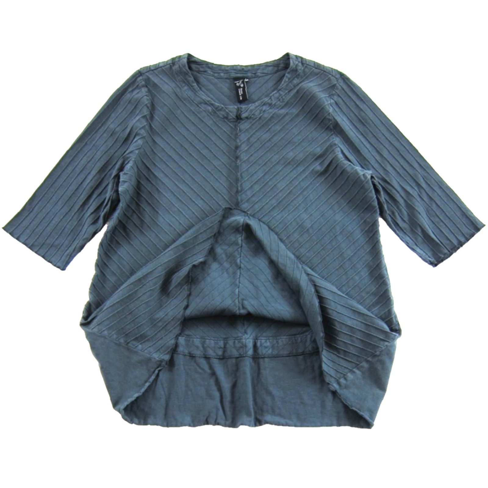 Alife Focus Casual Life Ribbed Cotton Grey 3/4 Sleeve Tunic Blouse Top Large Women Size L / US 10 / IT 46 - 5 Thumbnail