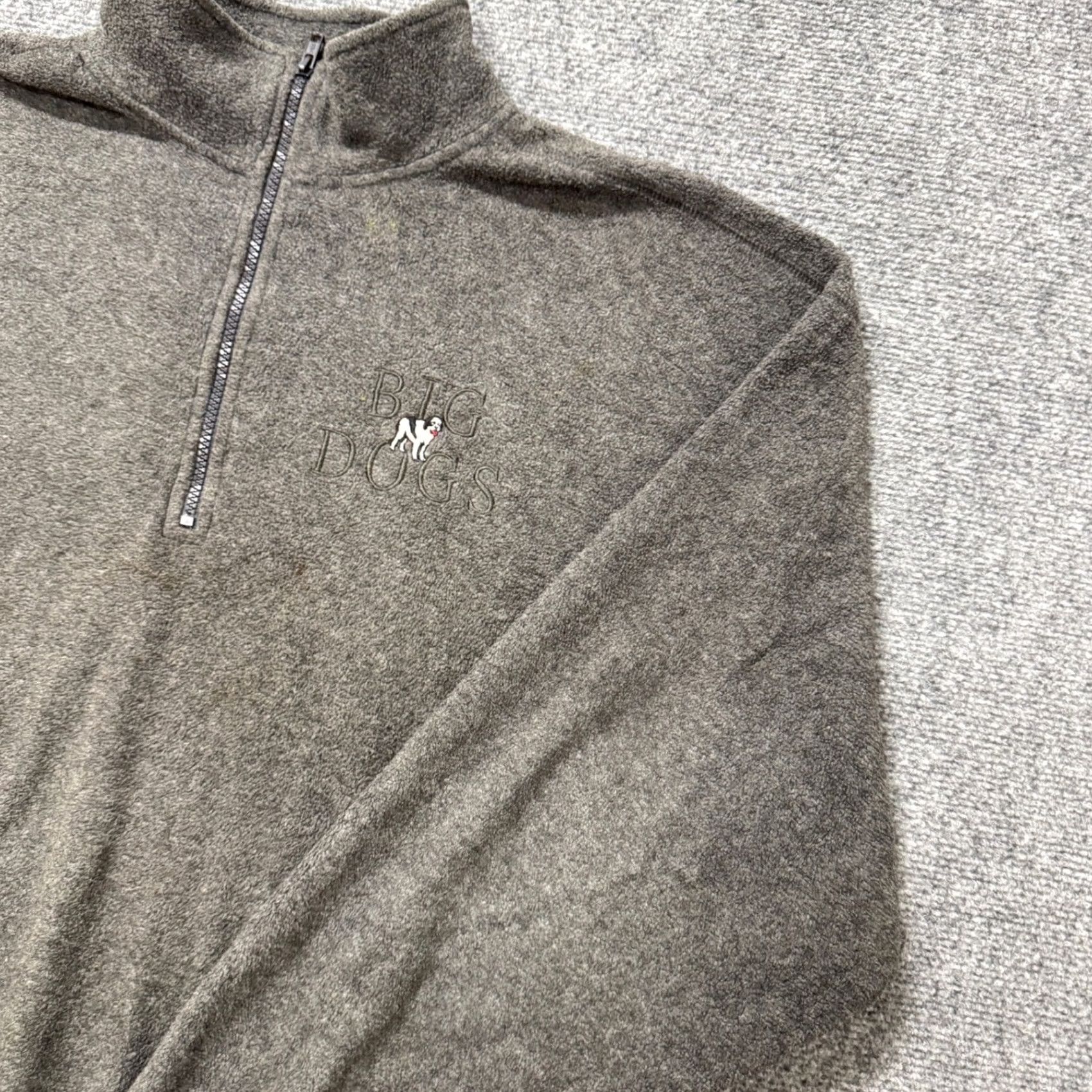 Big Dogs VINTAGE Big Dogs Jacket Men Medium Cotton Blend Fleece 1/4 Zip Up Stained Gray Size US M / EU 48-50 / 2 - 2 Thumbnail