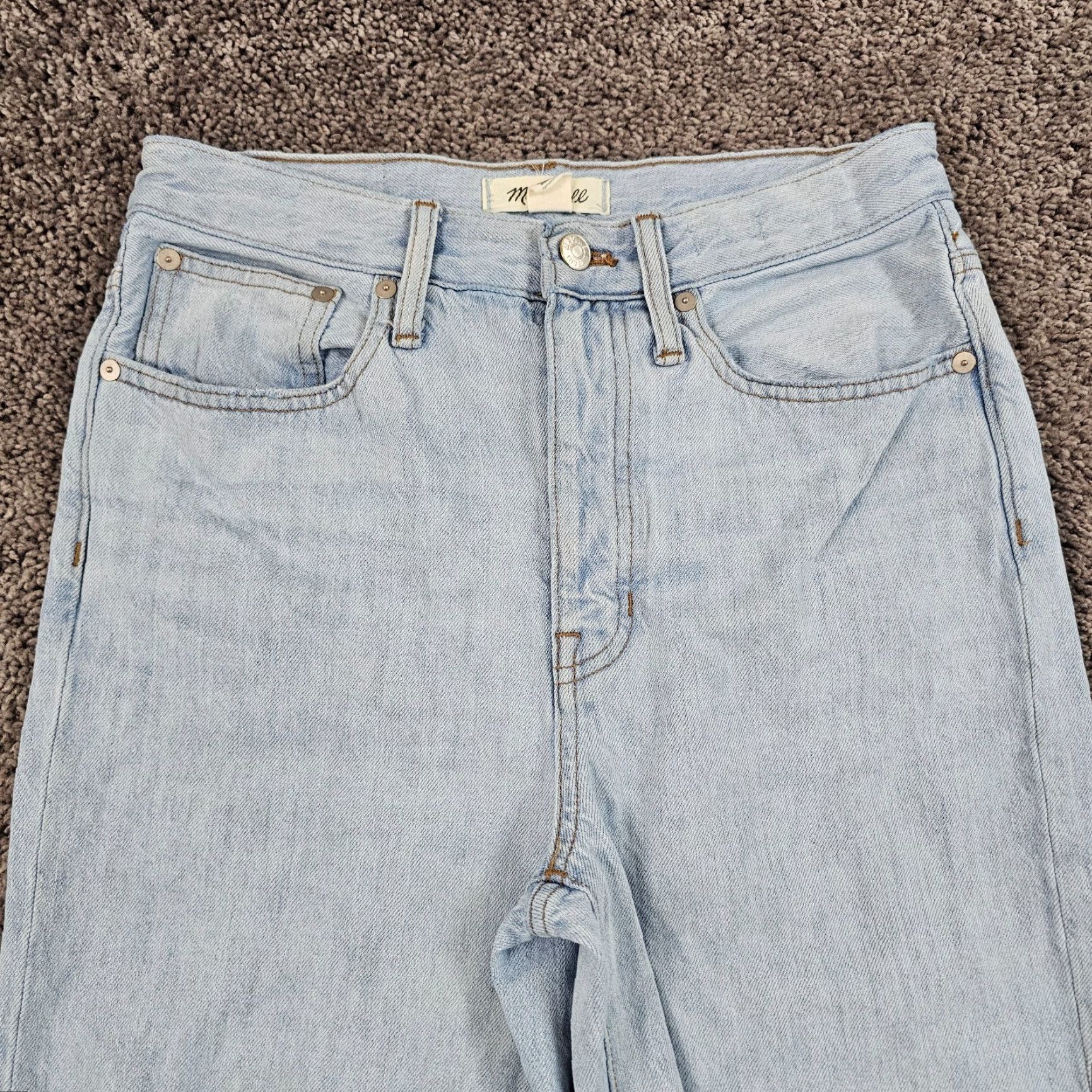 Madewell VINTAGE Madewell Jeans Womens Regular Fit Straight Leg Distressed Light Wash Blue 24x27 Size 42" / US 20 - 2 Thumbnail