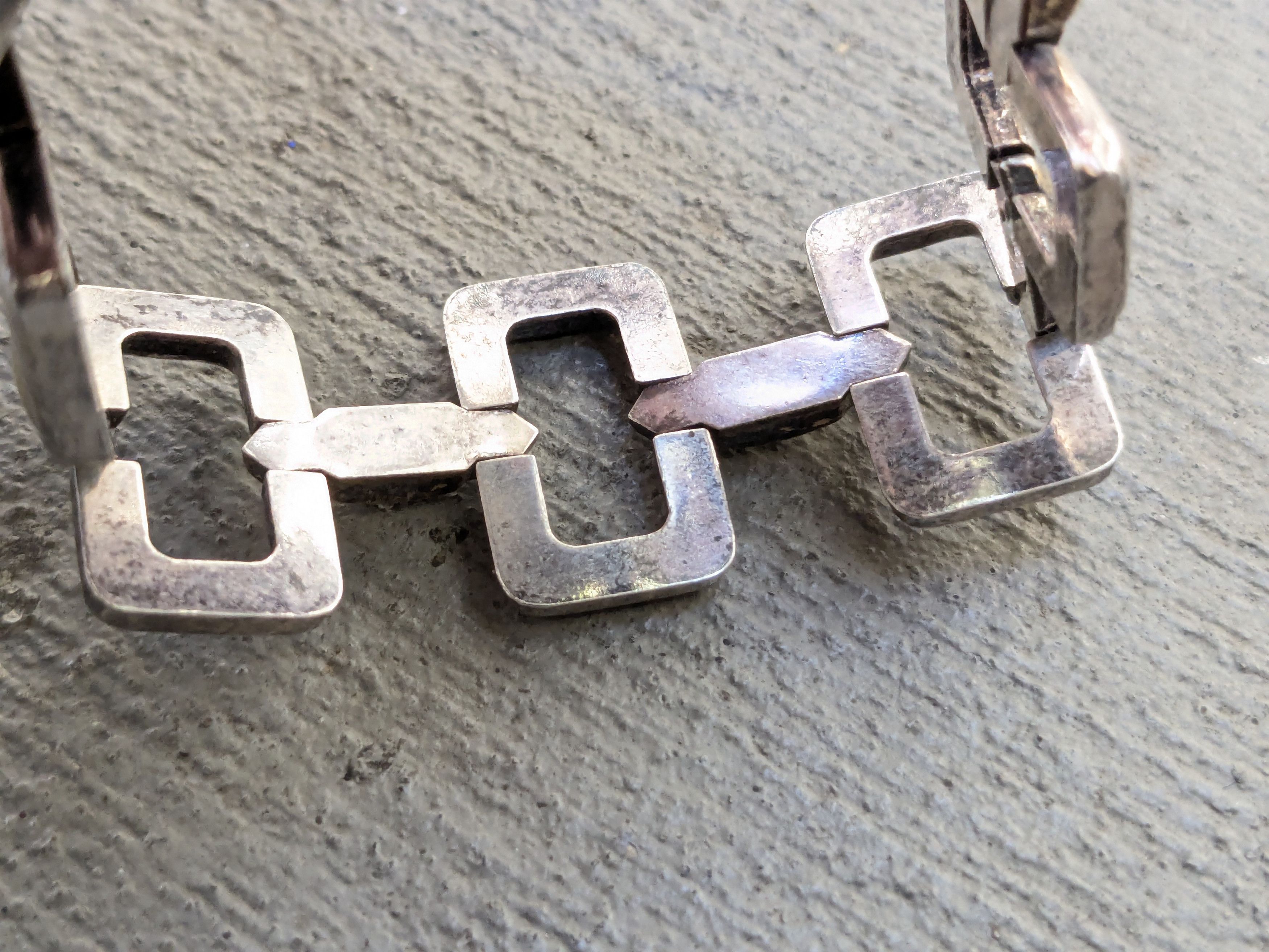 Vintage Vintage Sterling Silver Bracelet Rectangle Two Tone Italy Size ONE SIZE - 8 Thumbnail