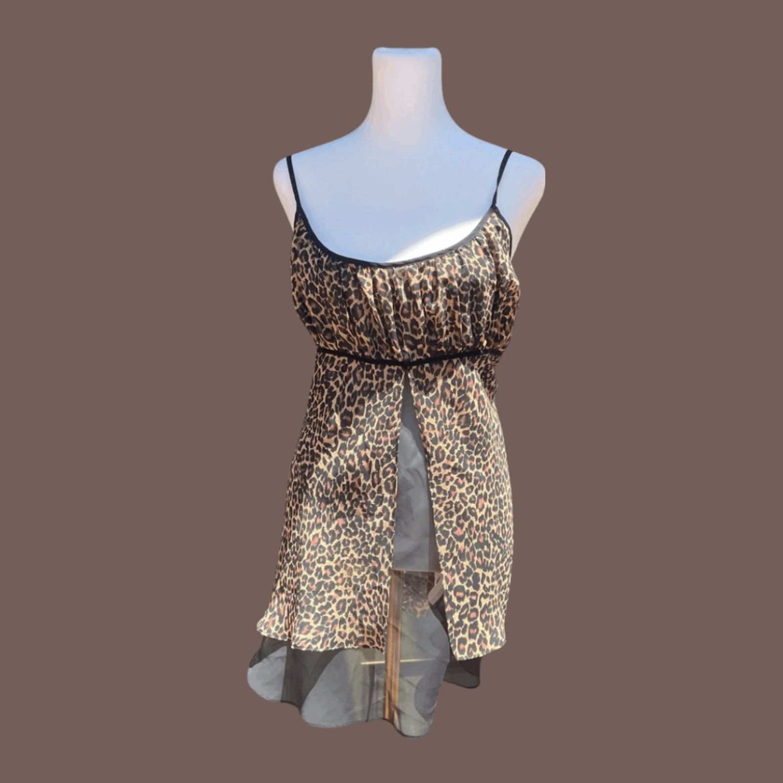 Vintage VTG Slip Dress | Delicates Leopard Print | Y2K Lingeriecore Size L / US 10 / IT 46 - 1 Thumbnail