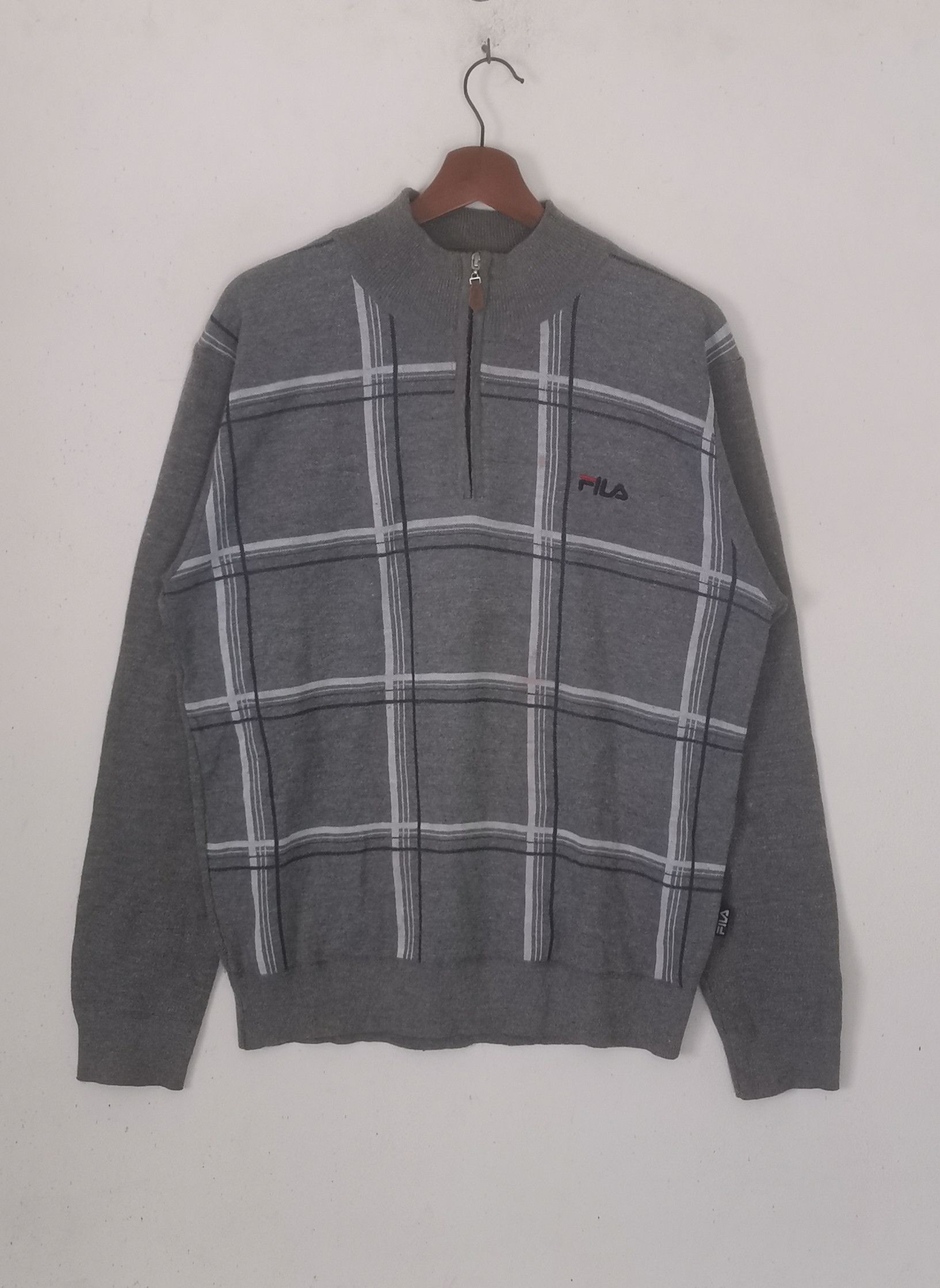 Fila × Vintage Rare FILA sweatshirt half zipper grey colour Size US L / EU 52-54 / 3 - 1 Thumbnail