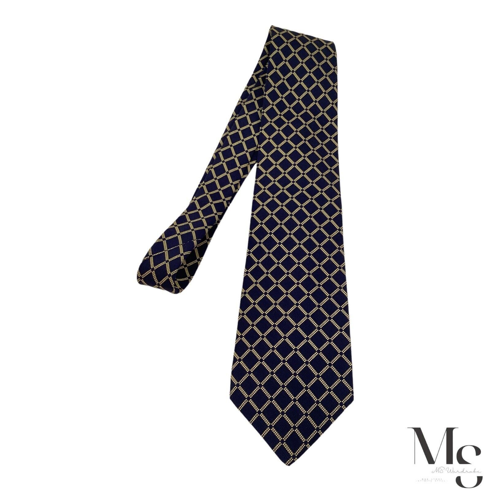Other JOHN COMFORT Navy Blue & Gold Geometric Silk Tie England Size ONE SIZE - 5 Thumbnail