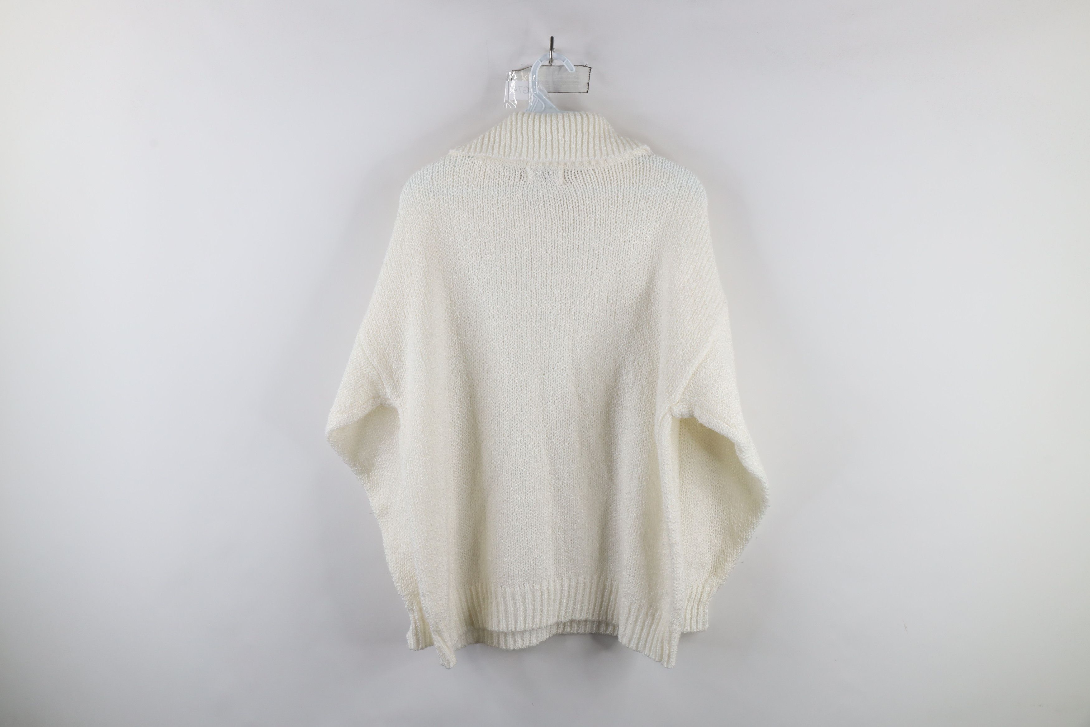 Vintage Vintage 90s Streetwear Cable Knit Beaded Collared Sweater Size L / US 10 / IT 46 - 8 Thumbnail