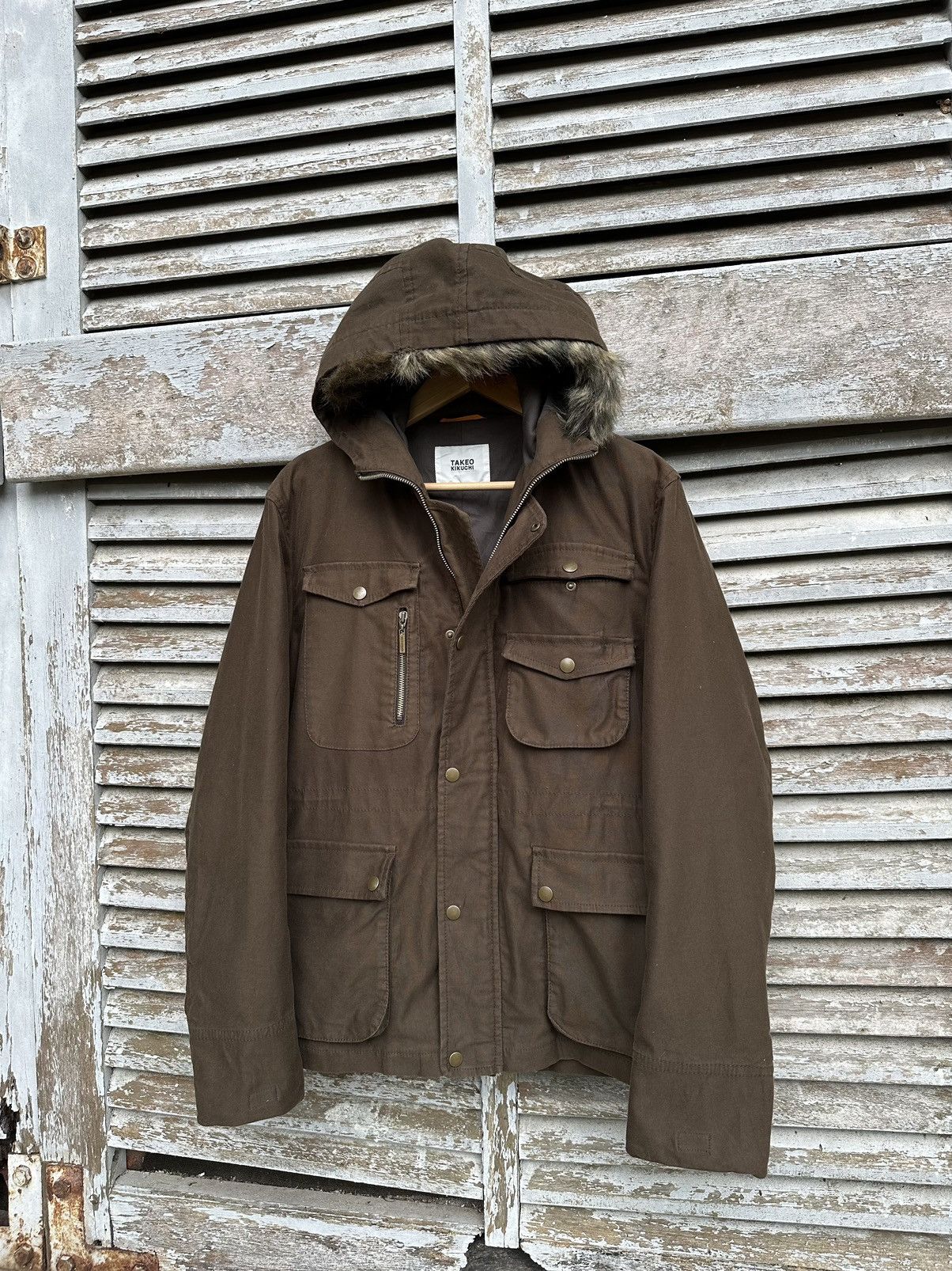 Takeo Kikuchi 👹Takeo Kikuchi Japan Brown Utility Jacket With Fur Hood Size US M / EU 48-50 / 2 - 2 Thumbnail