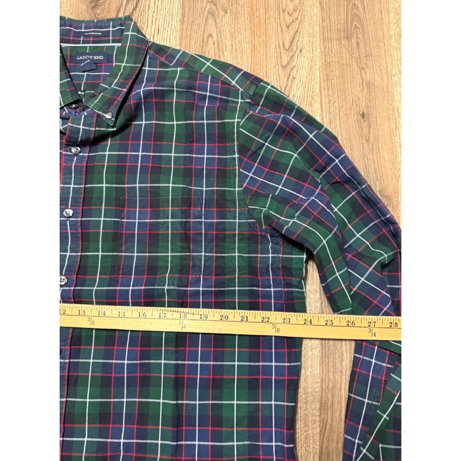 Lands' End Lands' End Shirt Men L 16-16.5 Plaid Button Up Blue Green Red White Cotton Long Sleeve Button-Down Collared Casual Vintage: No Mens Size US L / EU 52-54 / 3 - 6 Thumbnail