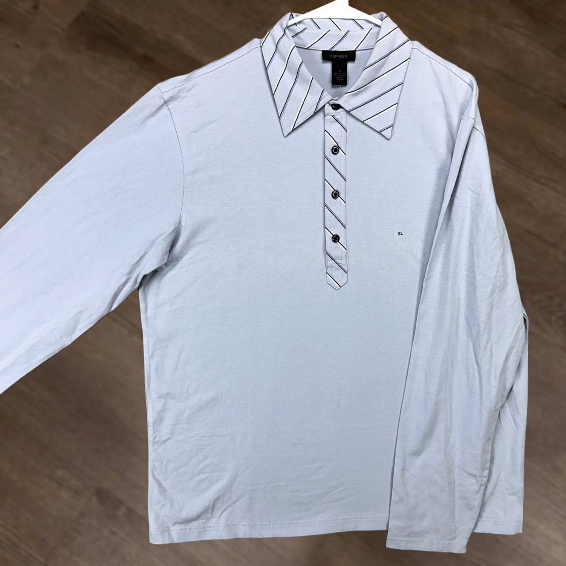 Express Express Polo Shirt Men XL Light Blue Gray Long Sleeve Outdoor Rugby NEW Size US XL / EU 56 / 4 - 1 Thumbnail