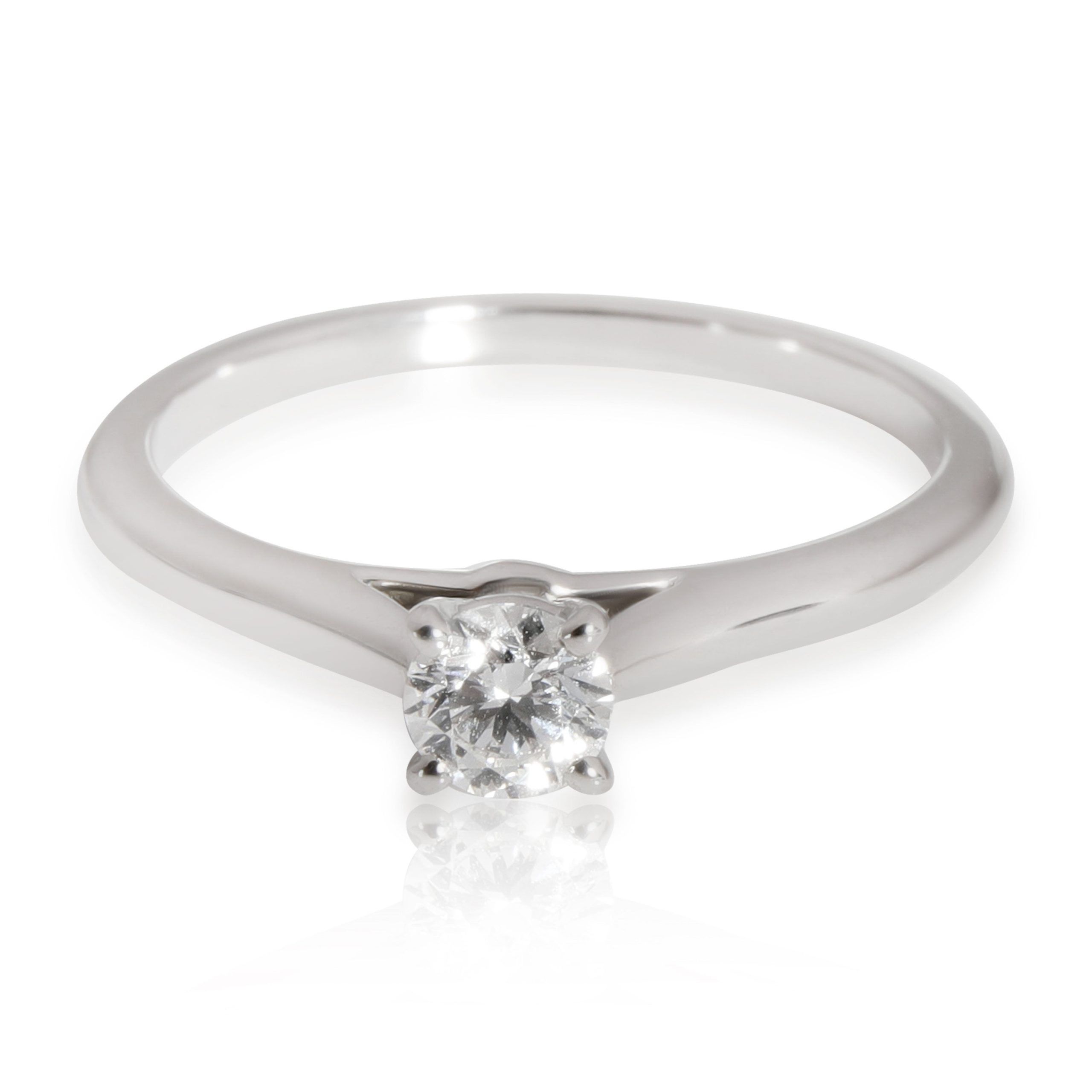 image of Cartier 1895 Diamond Solitaire Engagement Ring In Platinum E If 0.25 Ctw in Silver, Women's