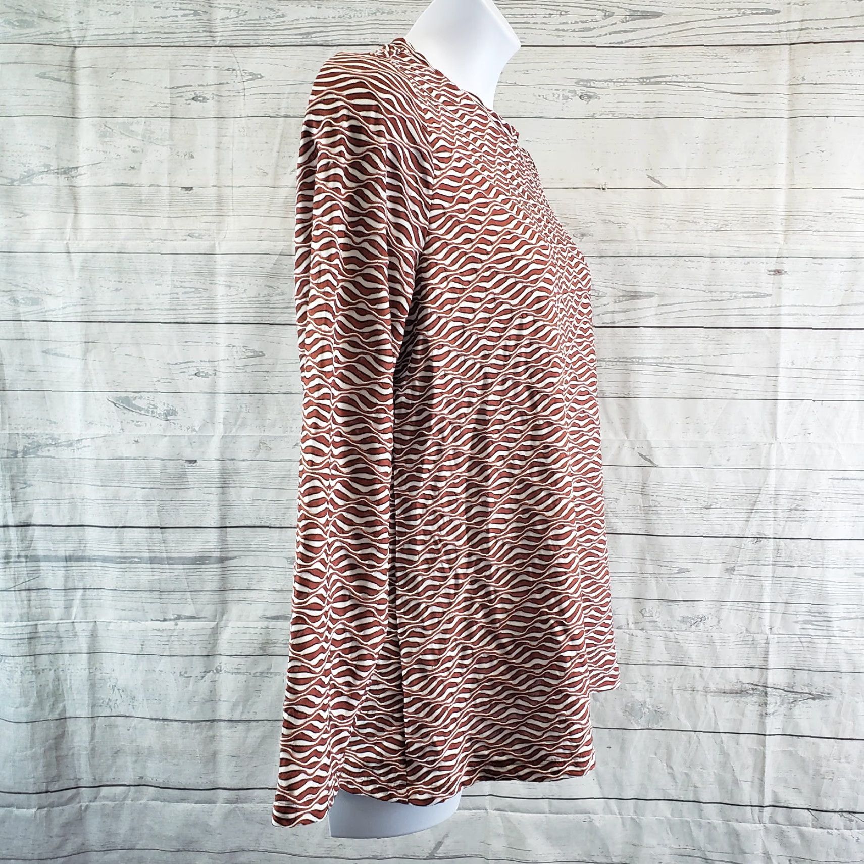 Vintage Ava & Viv Womens Jacquard Top Sz X White Burgundy Long Sleeve Blouse Shirt Womens X Plus Pullover Knit Basic Everyday Wear Size XL / US 12-14 / IT 48-50 - 3 Thumbnail