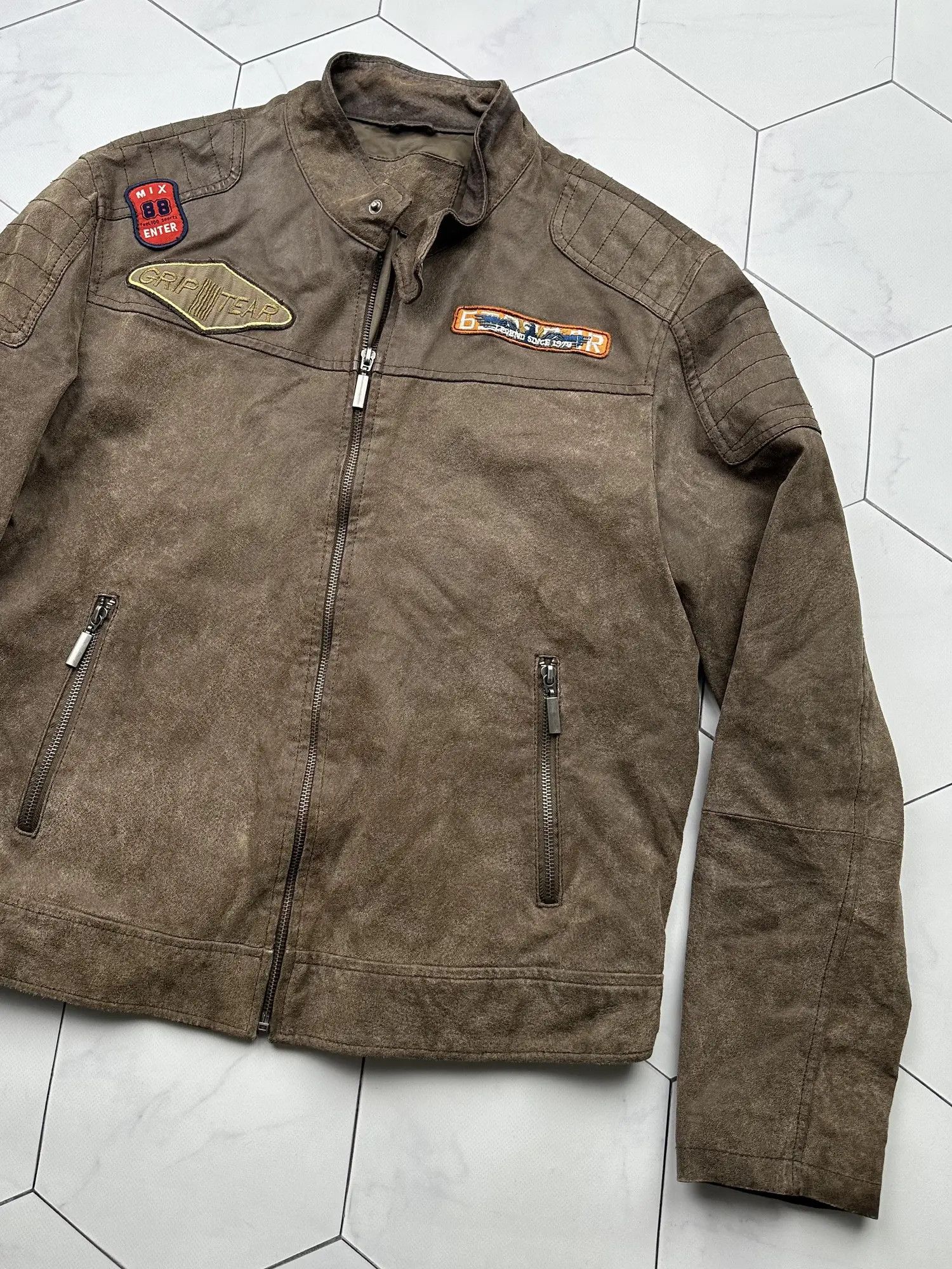 Japanese Brand Vintage Suede Leather Jacket Racing Style (B417)E2 Size US M / EU 48-50 / 2 - 3 Thumbnail