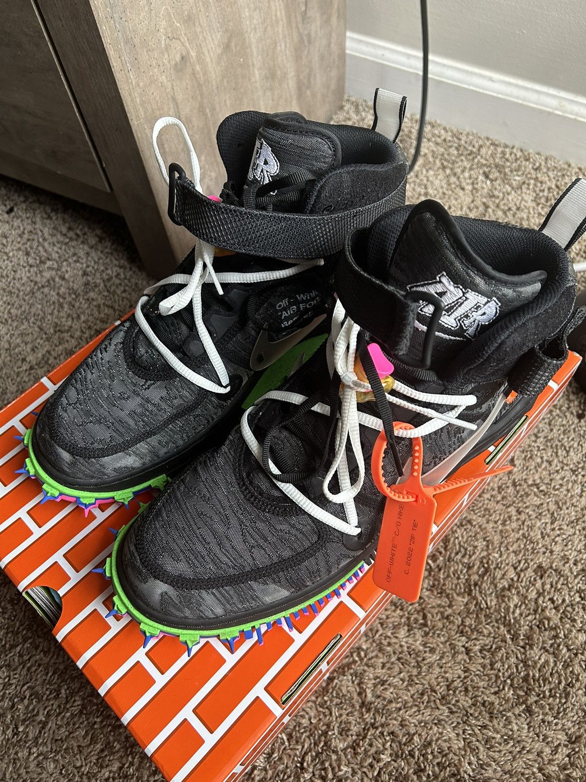 Nike × Off-White Off-White x Air Force 1 Mid ‘Black’ Size US 11.5 / EU 44-45 - 3 Thumbnail