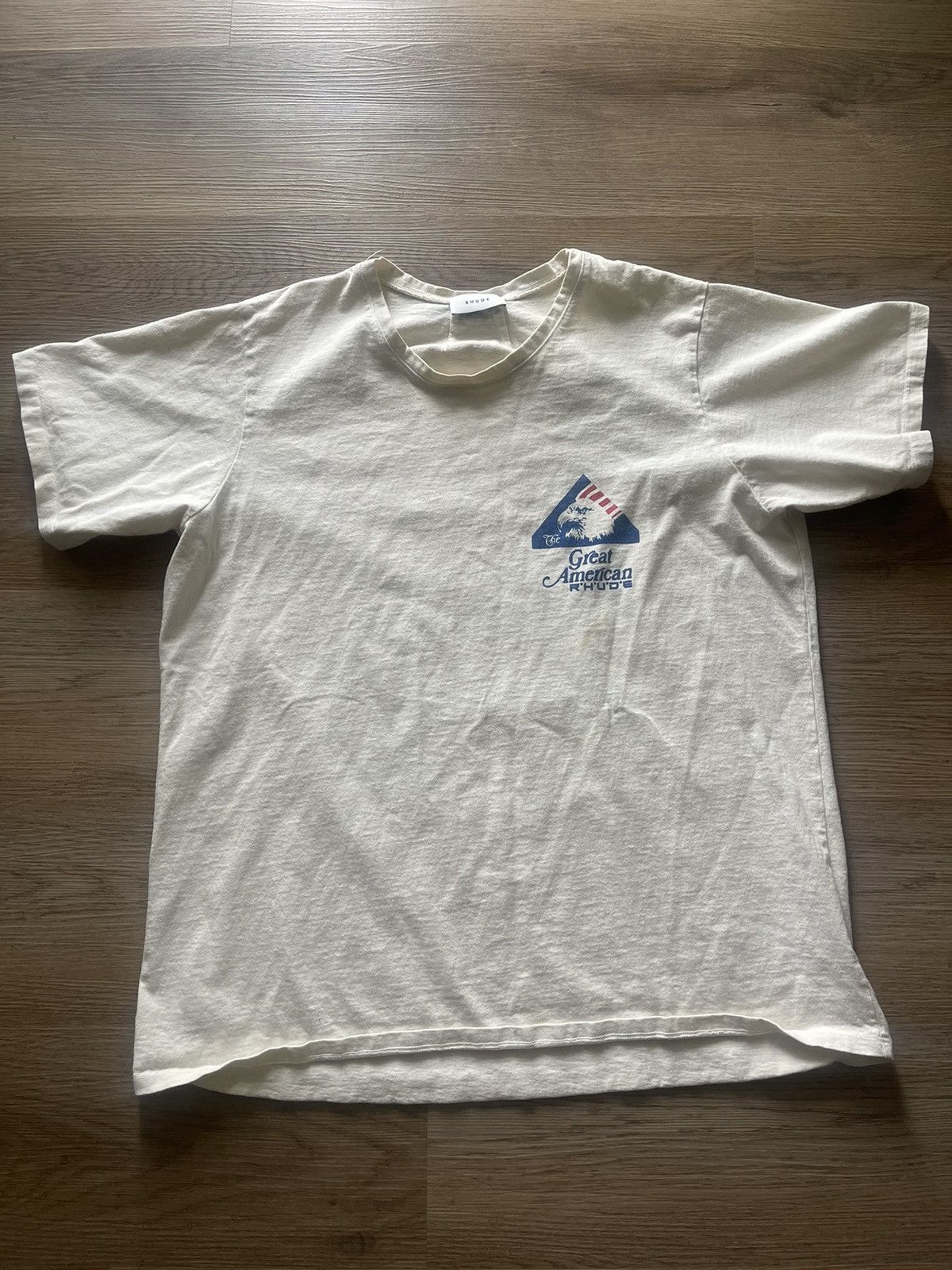 image of Rhude Great American Reality T-Shirt in Cream, Men's (Size Small)