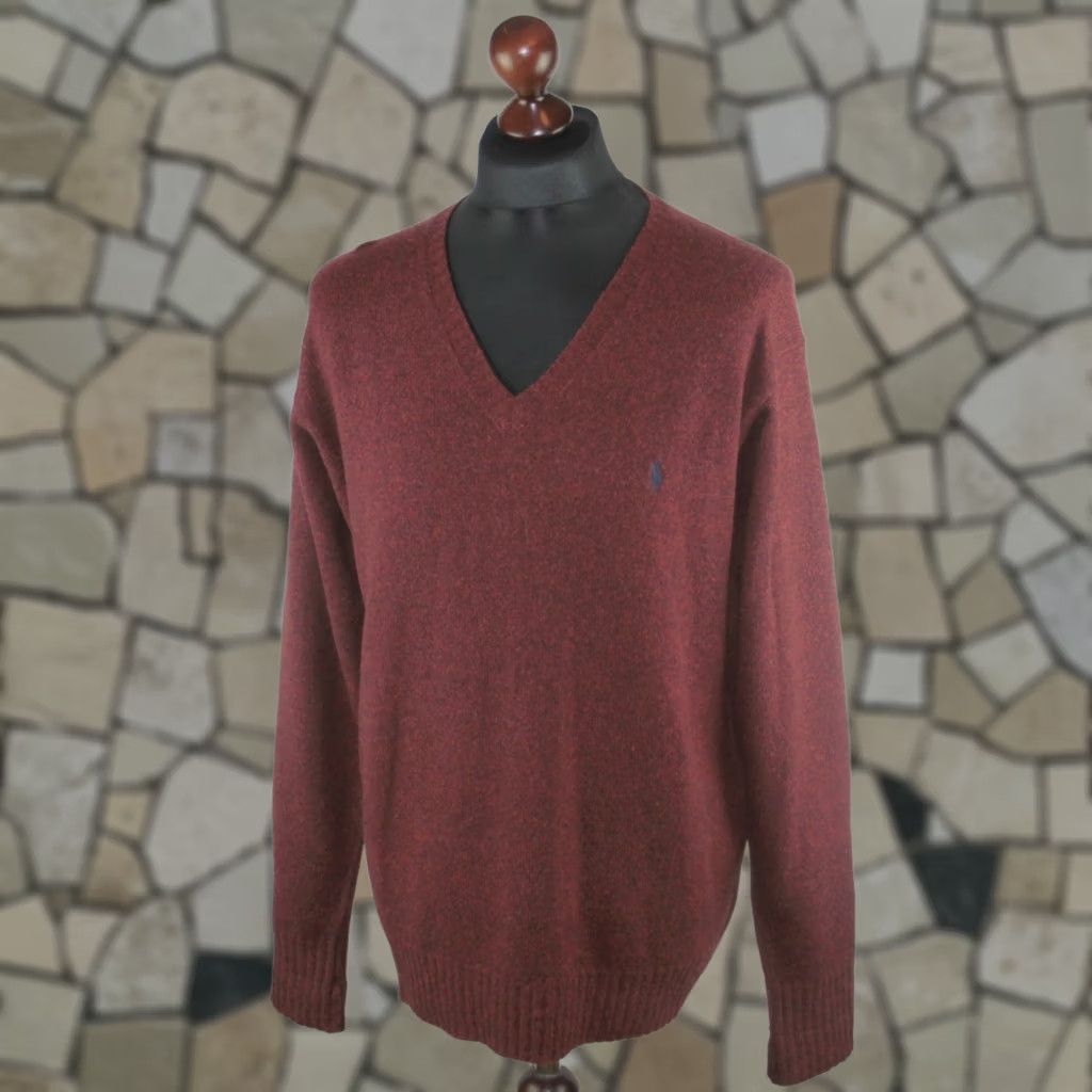 Ralph Lauren Polo by Ralph Lauren Jumper Mens Wool V Neck Size L Brown 100% Wool Jumper Men’s Knitwear Lambs Wool Size US L / EU 52-54 / 3 - 1 Thumbnail