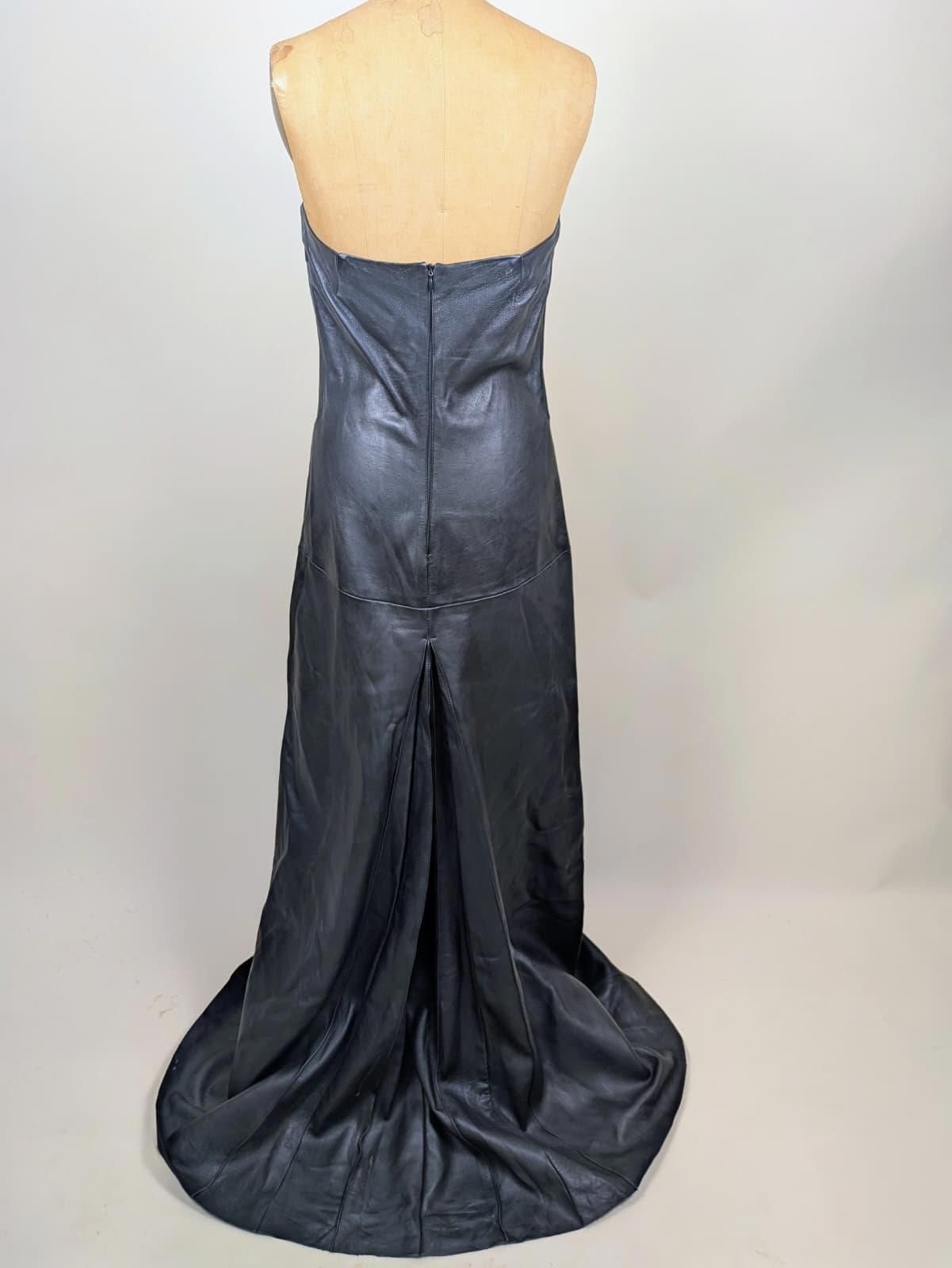 Takahiromiyashita The Soloist. 1990's/2000's strapless black leather maxi dress Size M / US 6-8 / IT 42-44 - 2 Thumbnail