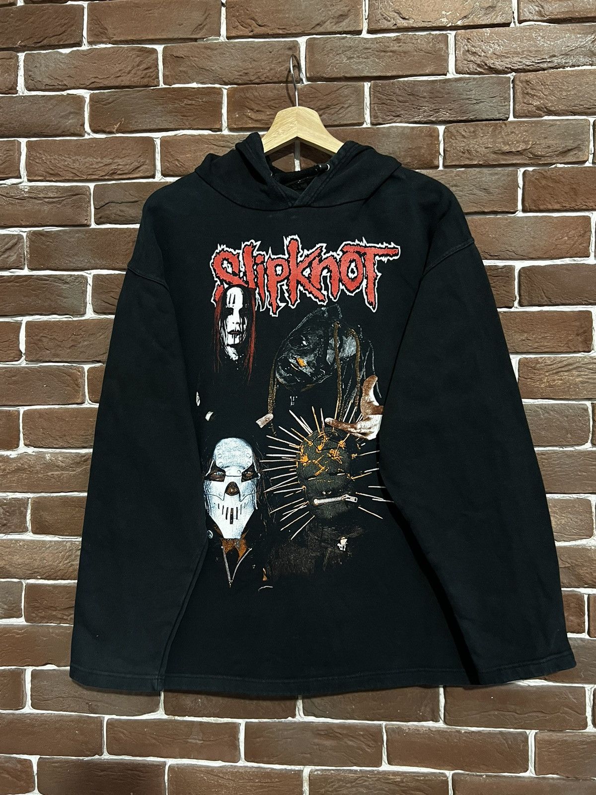 image of Band Tees x Slipknot Vintage 00S Slipknot Numetal Band Tee Hoodie Xlarge in Black, Men's