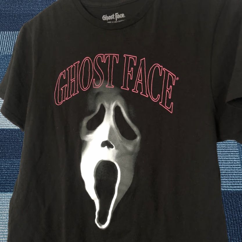 Vintage Ghostface Mens T-Shirt Shirt Short Sleeve Round Neck Black Cotton Knit Graphic Print 90s Halloween Scream Sz M Mens Regular Size US M / EU 48-50 / 2 - 1 Thumbnail