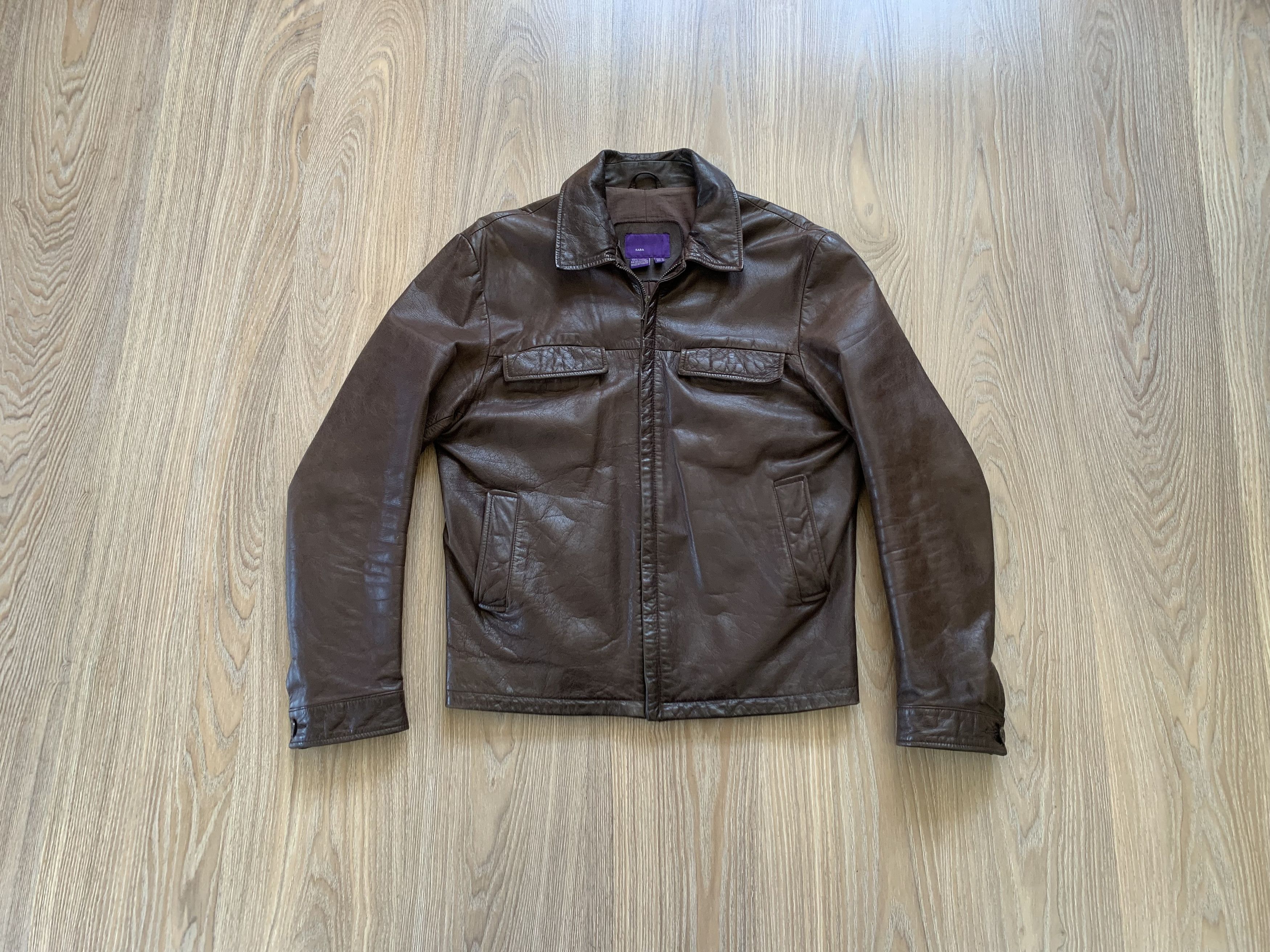 Zara Mens Vintage Zara Brown Leather Archival Biker Jacket Size US M / EU 48-50 / 2 - 1 Thumbnail