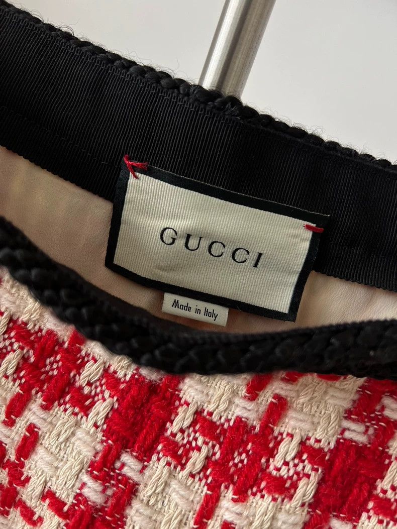 Gucci Gucci Logo buckled tweed color-blocked wool A-shaped skirt Size 26" / US 2 / IT 38 - 2 Thumbnail