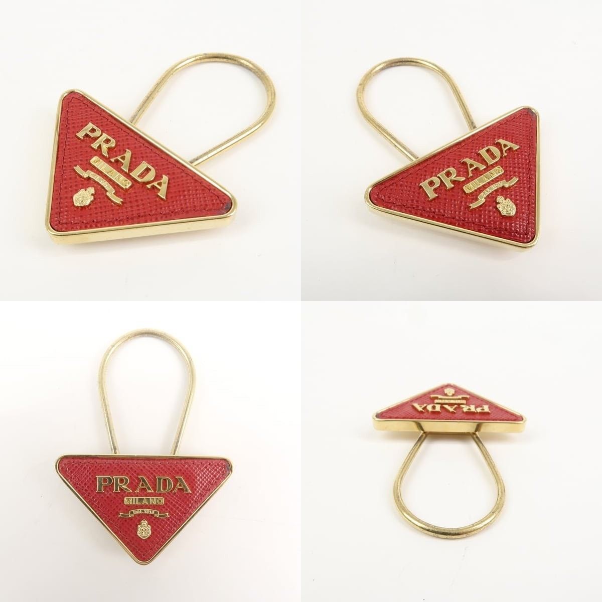 Prada Prada Triangle Logo Saffiano Bag Charm Red Size ONE SIZE - 3 Thumbnail