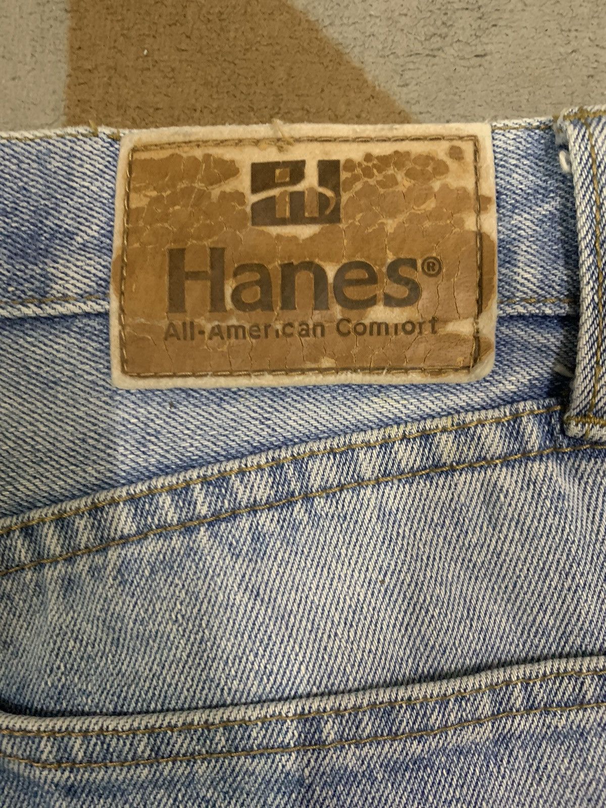 Hanes Vintage 80s Hanes Blue Wash Baggy Distressed Jeans Size US 32 / EU 48 - 13 Thumbnail