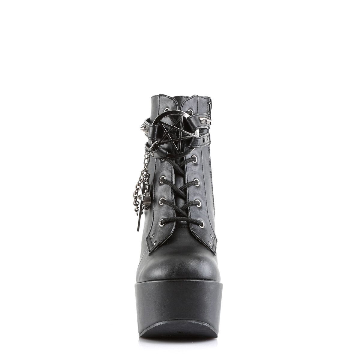 Other DEMONIA Poison 101 Charm Chain 5" Wedge Heel Goth Ankle Boot Size US 11 / IT 41 - 3 Thumbnail