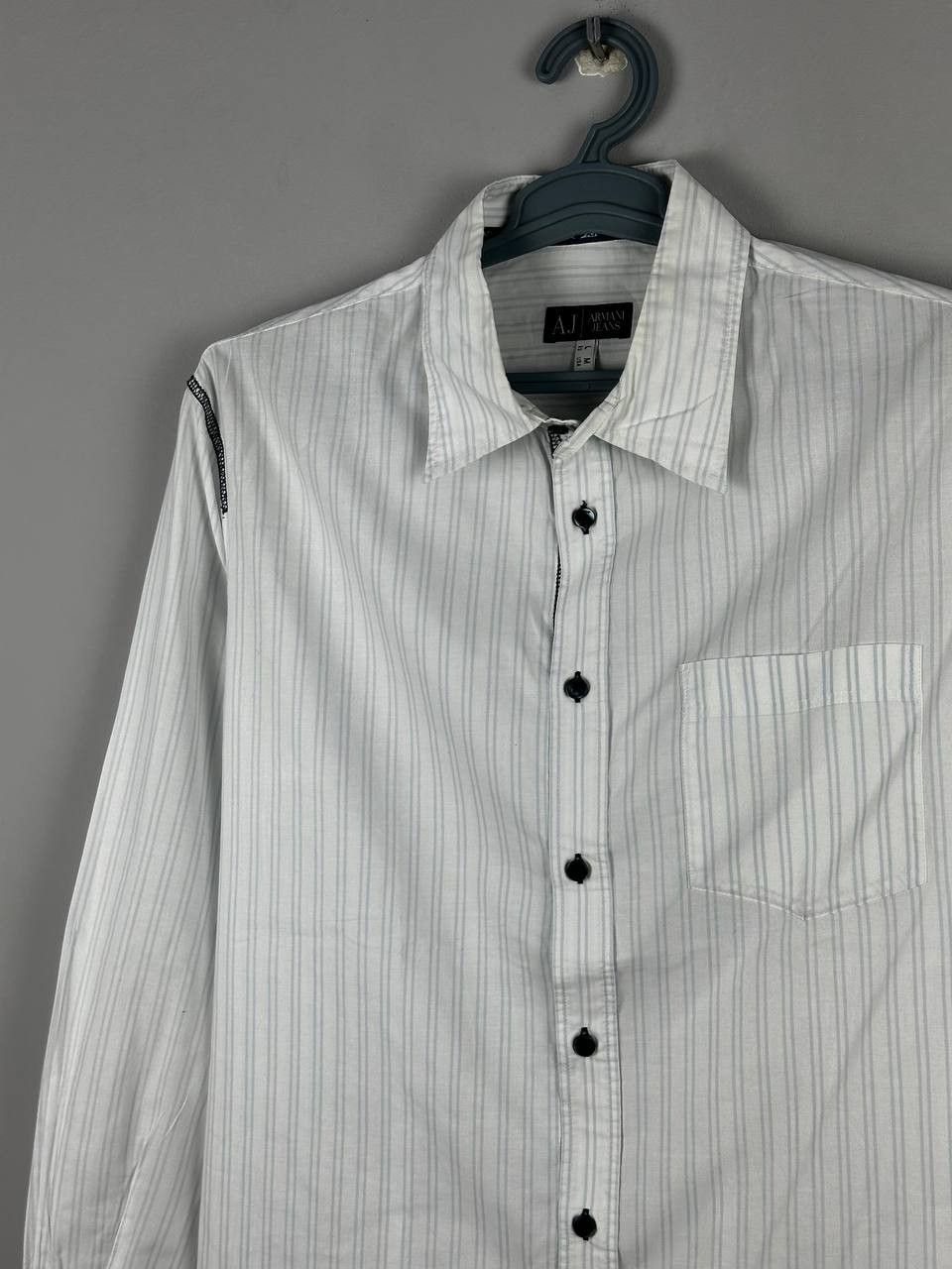 Armani Rare Vintage Armani Jeans Shirt Long Sleeve Striped Shirt Size US M / EU 48-50 / 2 - 3 Thumbnail
