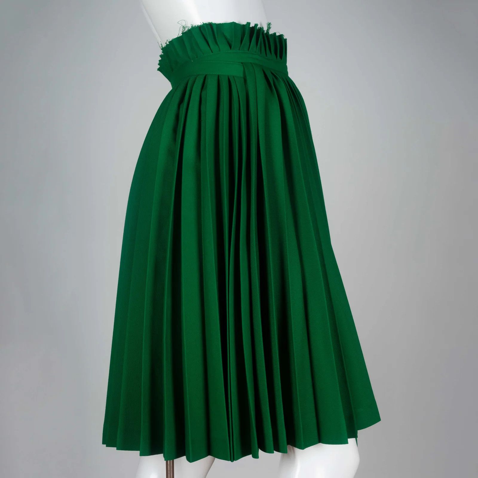 Comme des Garcons Comme des Garçons Green Pleated Wool Wrap Skirt, 1998 Size 28" / US 6 / IT 42 - 2 Thumbnail