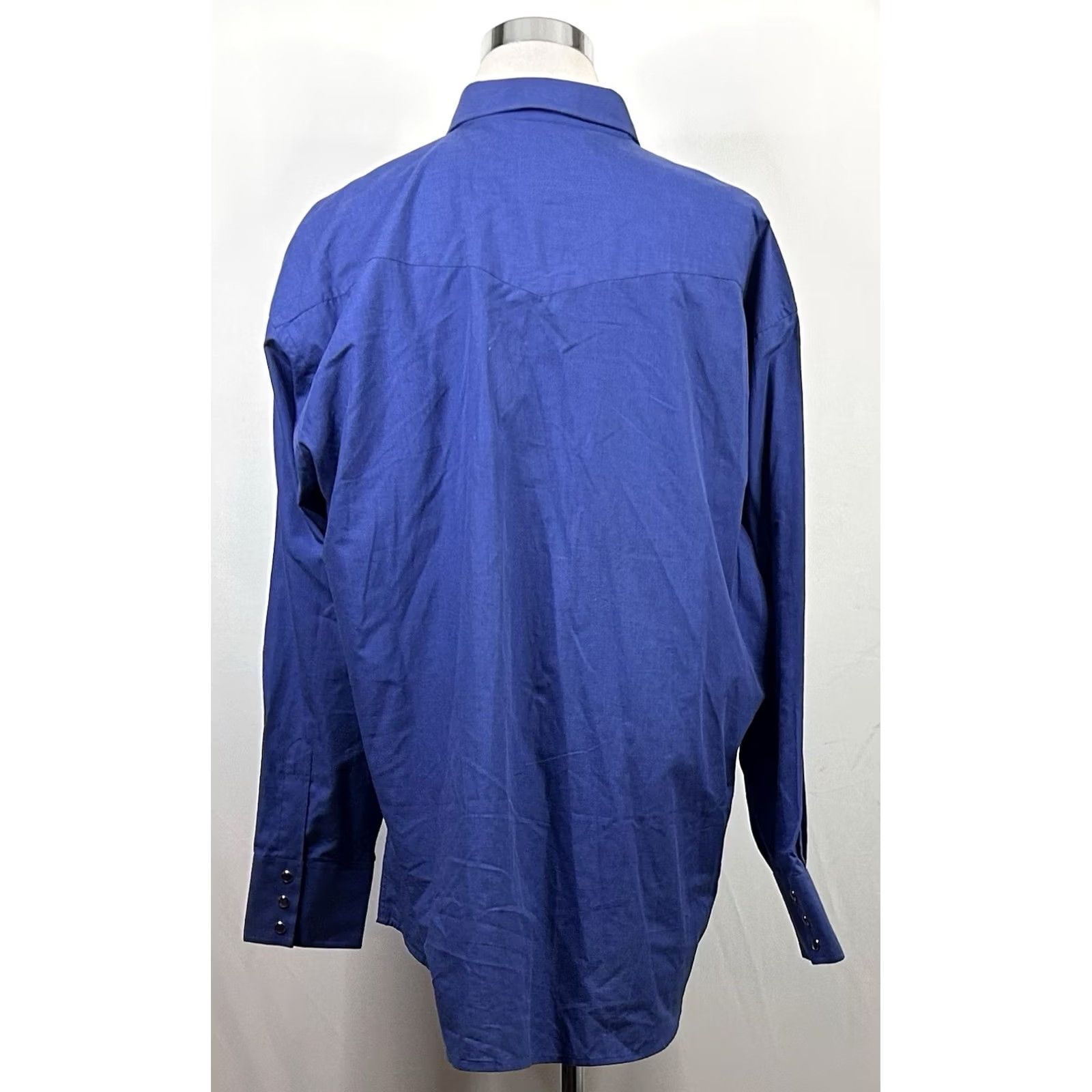 Vintage Resistol 2XL Pearl Snap Shirt Blue Cotton Blend Western Cowboy Shirt Mens Button-Front Snap-Front Western Theme Casual Shirt 2XL Blue Resistol Size US XXL / EU 58 / 5 - 5 Thumbnail