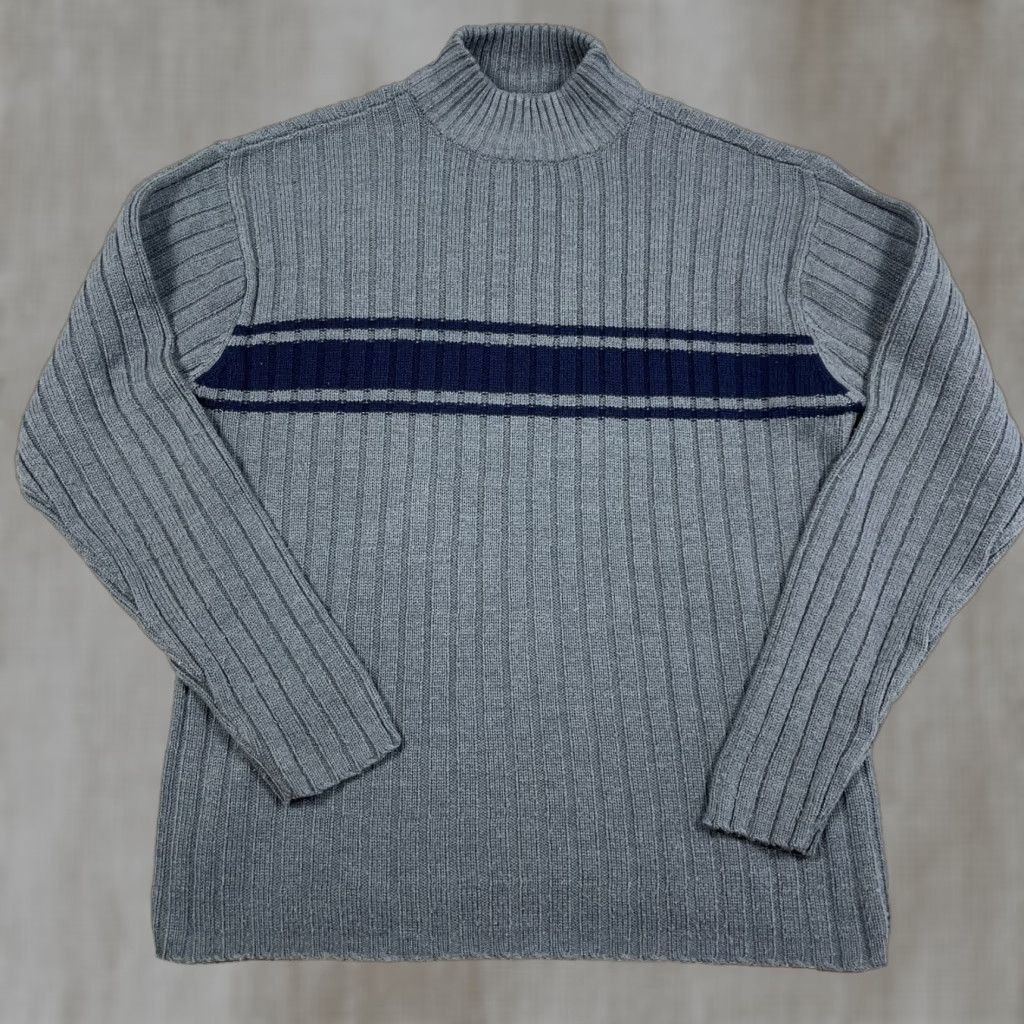 Aeropostale Vintage Aeropostale Sweater Men XL Gray Blue Stripe Ribbed TurtleNeck Muscle Size US XL / EU 56 / 4 - 1 Thumbnail