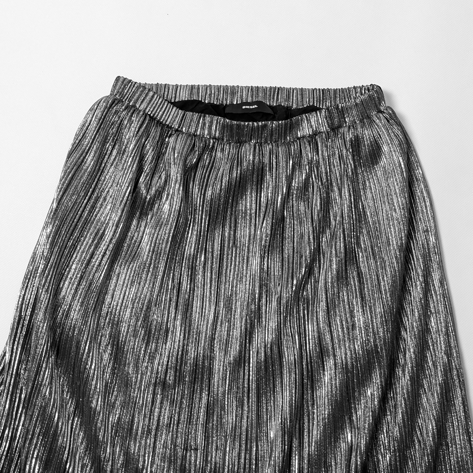 Diesel Diesel Pleated Y2K Silver Metallic Maxi Long Skirt Size 34" / US 12 / IT 48 - 3 Thumbnail
