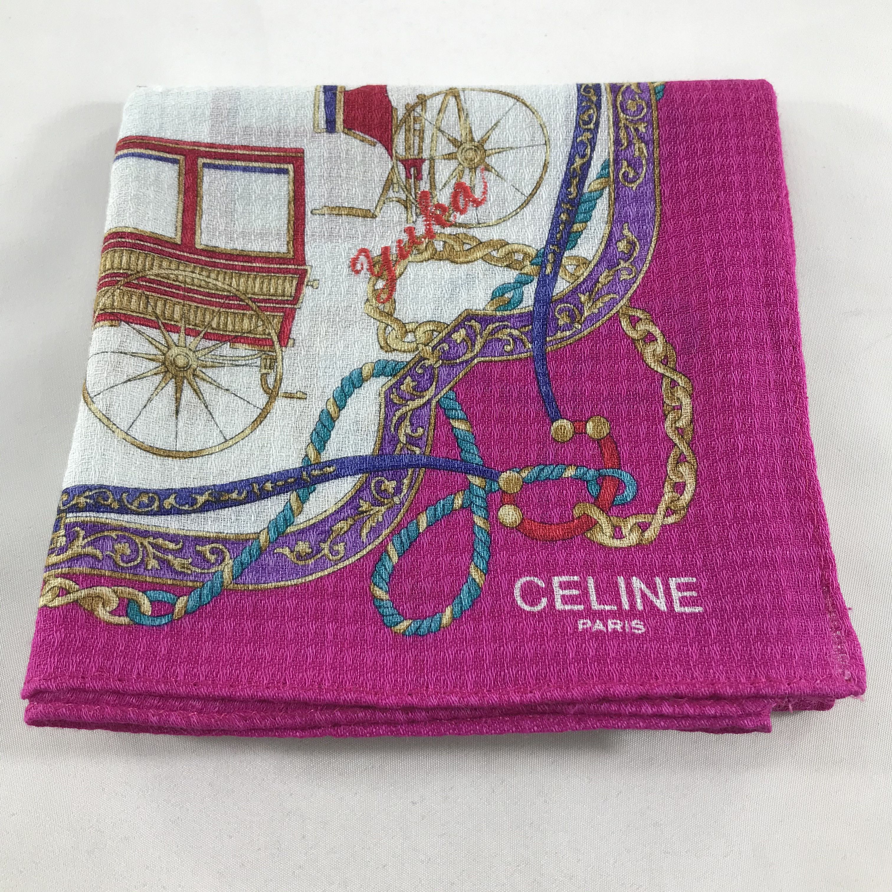 Vintage Celine Luxury Handkerchief Neckerchief Bandana H04 Size ONE SIZE - 6 Thumbnail