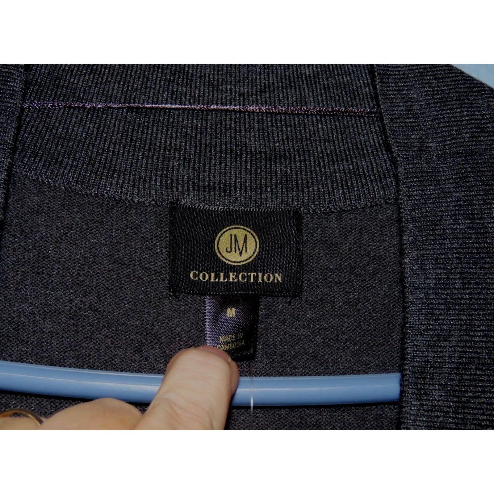 JM Collection JM Collection Cardigan Open Front Women M Gray Raglan Sleeve Pocket Button Knit Casual Ladies Fall Winter Charcoal Heath Solid Size M / US 6-8 / IT 42-44 - 4 Thumbnail