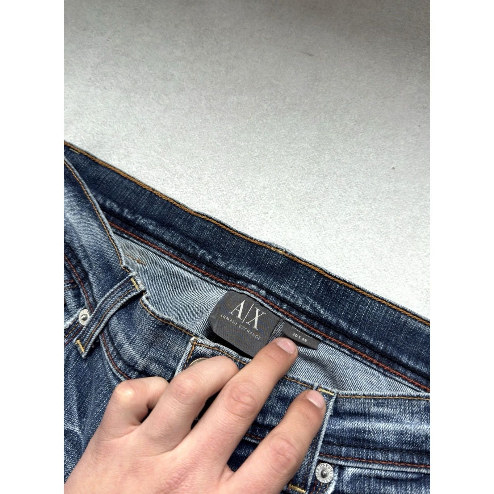 Vintage VINTAGE Armani Jeans Jeans Men’s Size 30x32 S Blue Logo Distressed 90s Y2K USA Japan Style Straight Mens Size US 29 - 6 Thumbnail