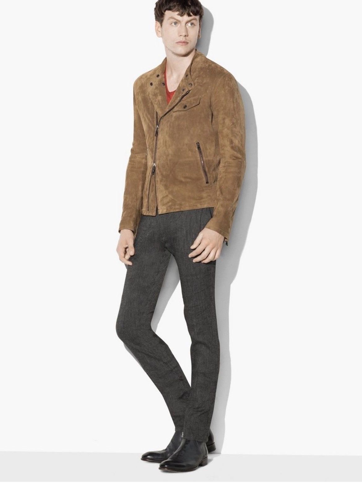 John Varvatos Suede Asymmetric Moto Jacket EU 44 USA 34 Size US S / EU 44-46 / 1 - 1 Thumbnail
