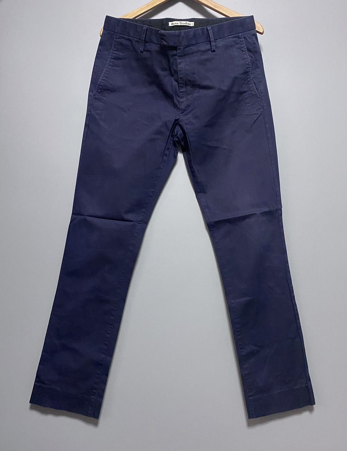 Acne Studios Acne Studios Max Satin SS14 Dyed Navy Chino Pants Trousers Size US 30 / EU 46 - 3 Thumbnail