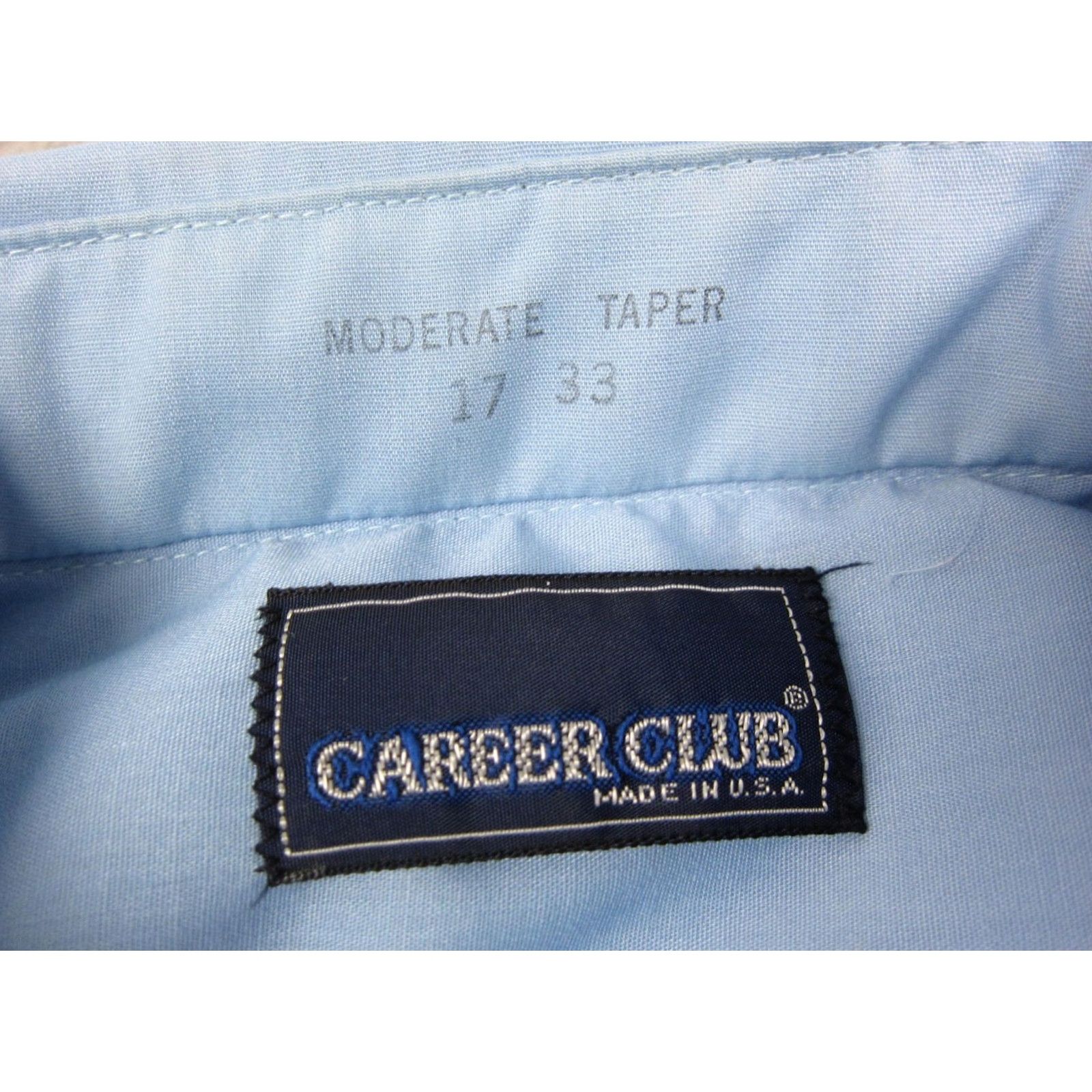 Vintage Career Club Shirt Mens XL Blue 60s 70s Vintage Button-Up Collared Long Sleeve Polyester Cotton Classic Fit, 17 XL Size US XL / EU 56 / 4 - 4 Thumbnail