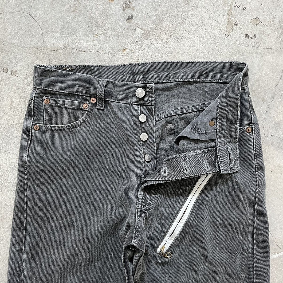 Levi's Vintage Clothing 90s Levi’s 501 Fade Black Sonic Lab Rebuild Slim Jeans Size US 30 / EU 46 - 10 Thumbnail