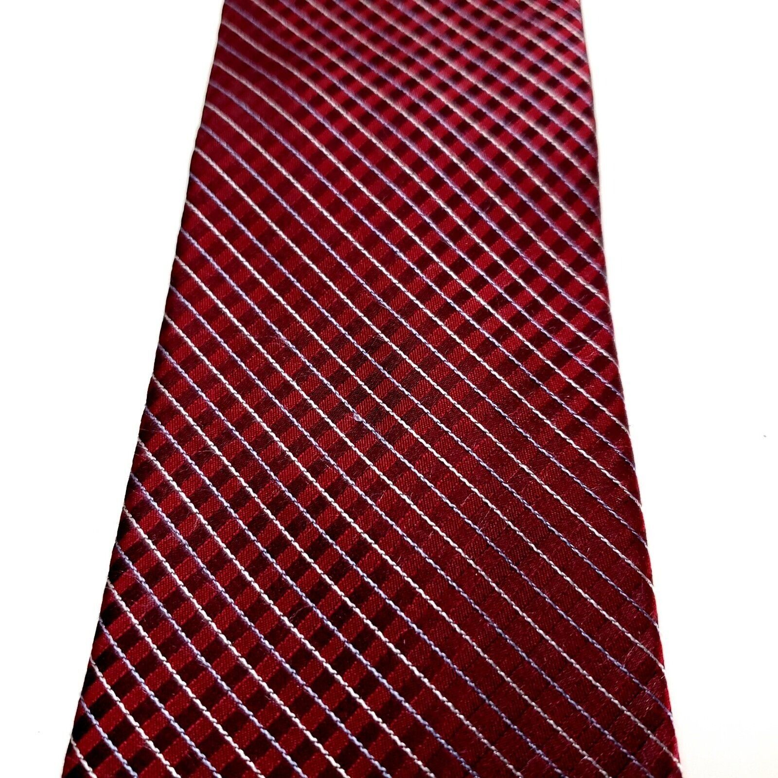 Calvin Klein Calvin Klein Silk Tie Woven Red Plaid Size ONE SIZE - 2 Thumbnail