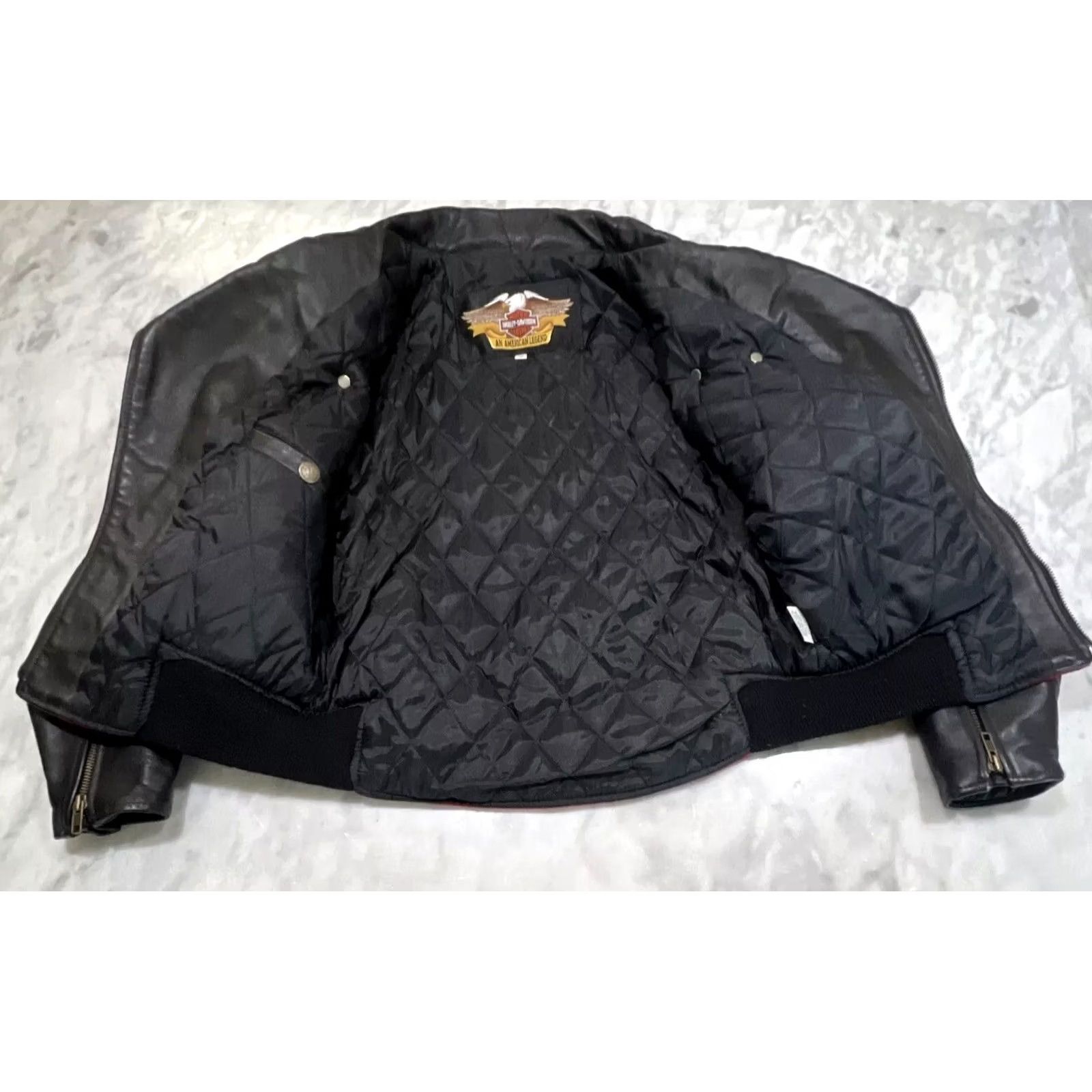 Harley Davidson Vintage Harley Davidson Jacket Womens Small Moto Black Red Gold Embroidery Wool Size S / US 4 / IT 40 - 5 Thumbnail