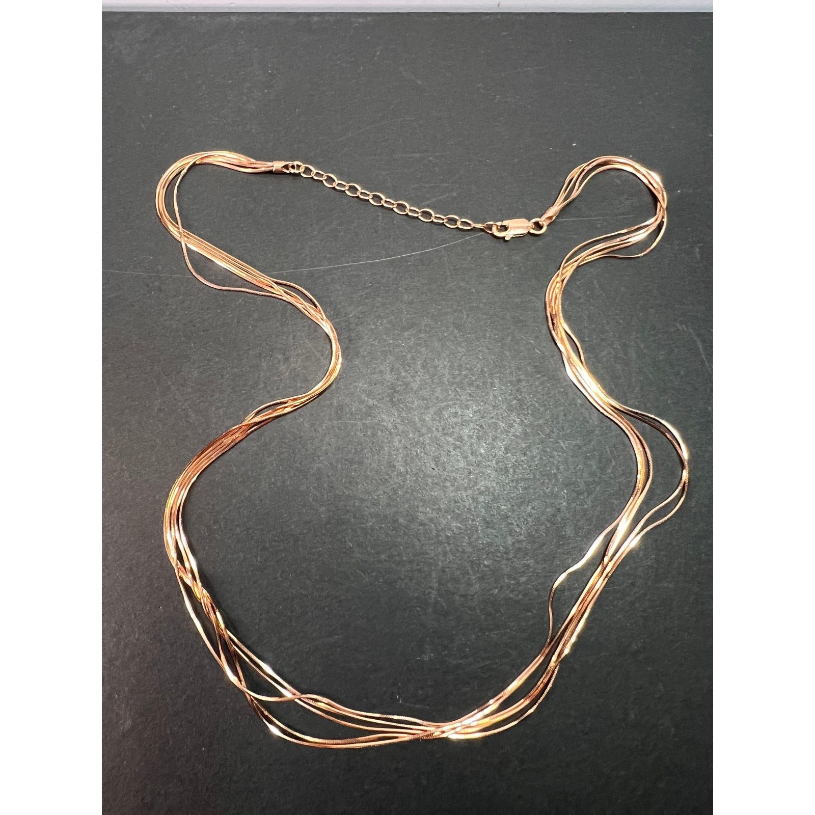 Other NEW Italian rose gold over 925 multi row chain necklace Size ONE SIZE - 1 Thumbnail