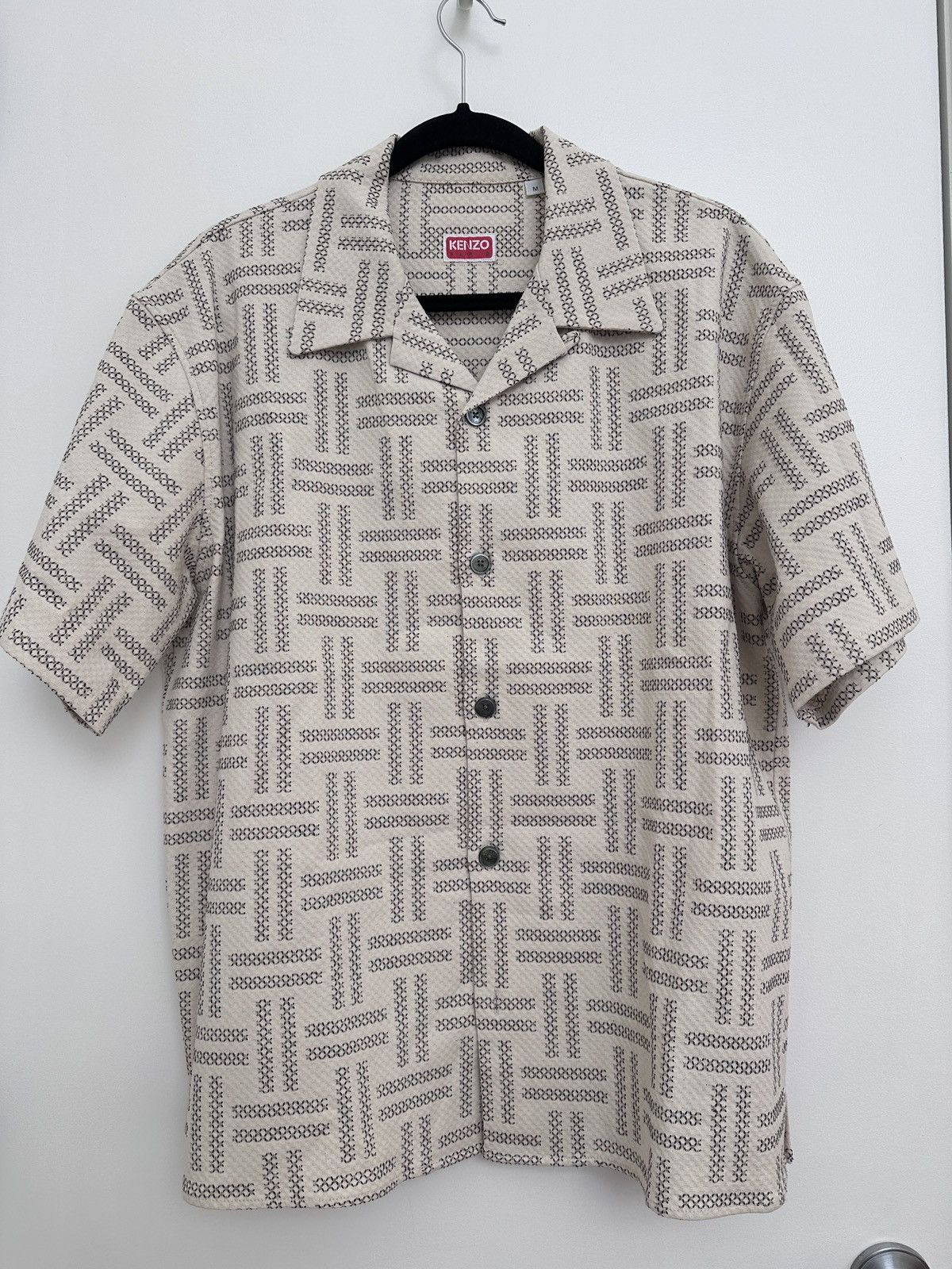 Kenzo KENZO - Textured “weave” short sleeve button down Size US M / EU 48-50 / 2 - 1 Thumbnail
