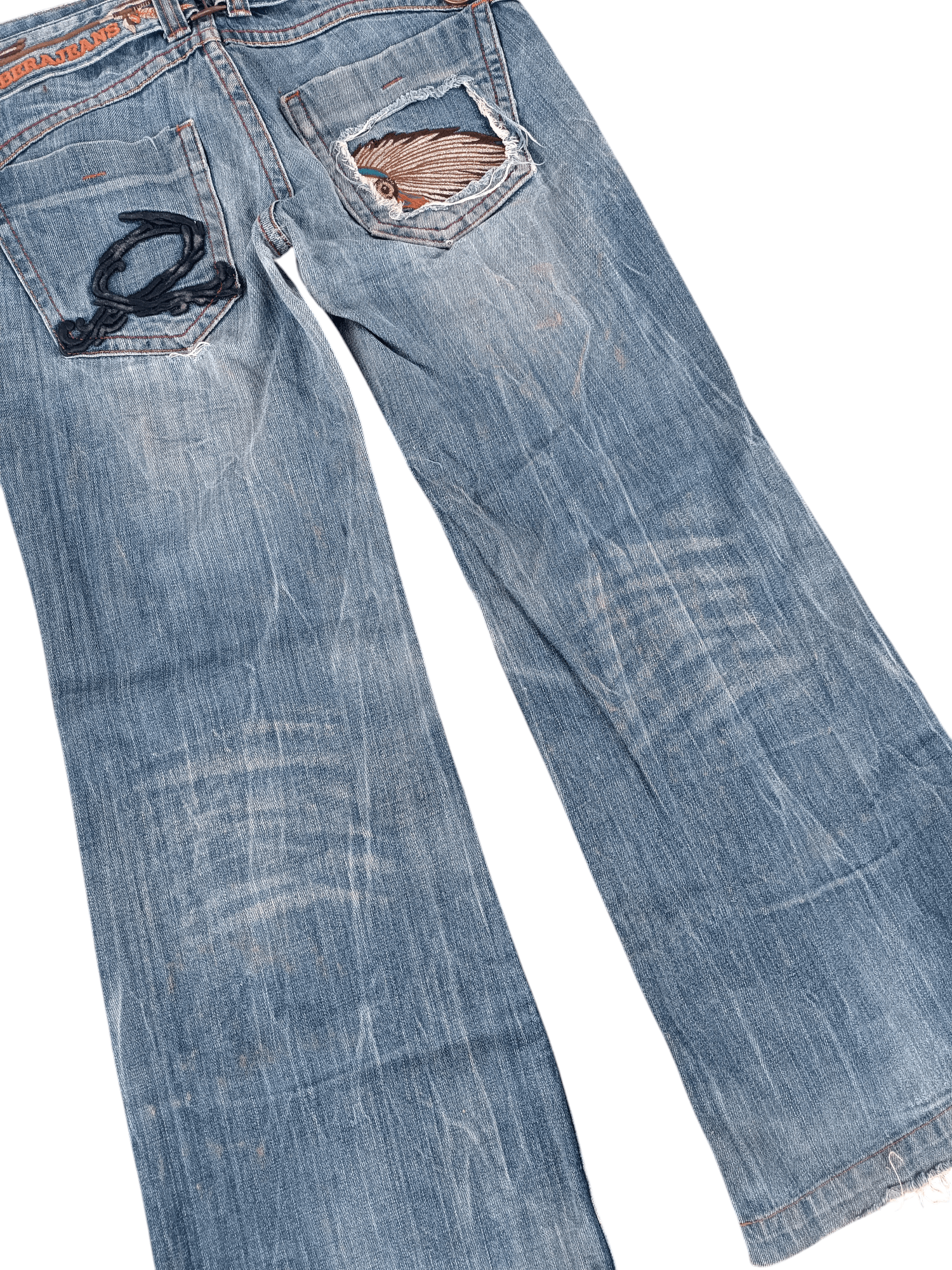 Other 🇯🇵 RIOBERIO SUPER FLARED EMBROIDERED DENIM PANTS Size US 30 / EU 46 - 3 Thumbnail