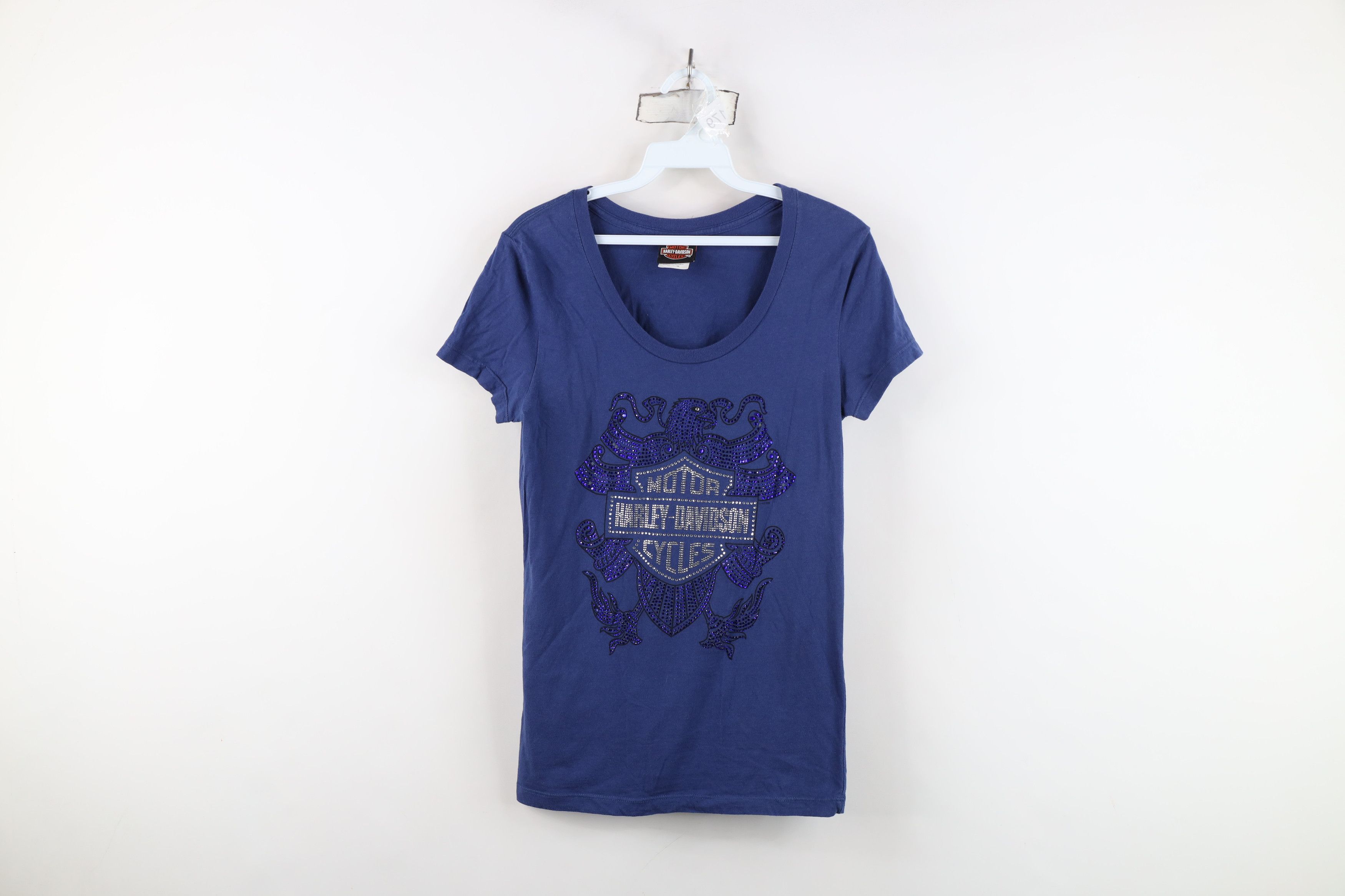 Harley Davidson Vintage Y2K Harley Davidson Sequined Eagle T-Shirt Blue Size M / US 6-8 / IT 42-44 - 1 Thumbnail