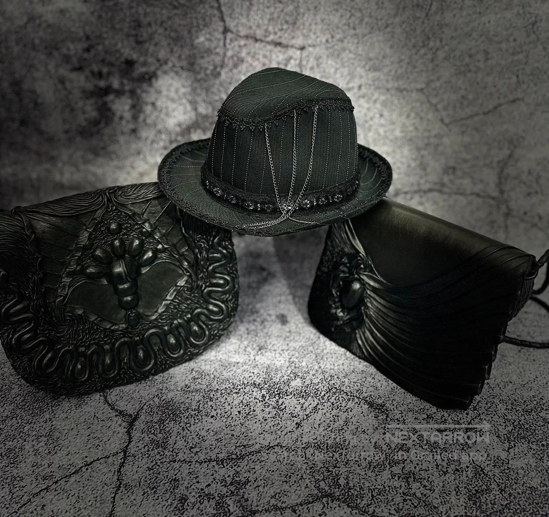 Japanese Brand h.NAOTO Lace Chain Fedora Hat. Size ONE SIZE - 2 Thumbnail
