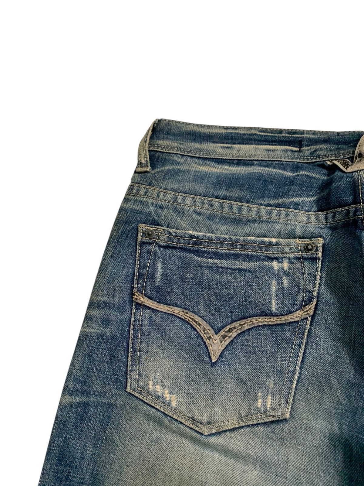 GOSTAR DE FUGA FLARE JAMBANGEE RUSTY PUNK STYLE JAPANESE DISTRESSED DENIM Size US 34 / EU 50 - 12 Thumbnail
