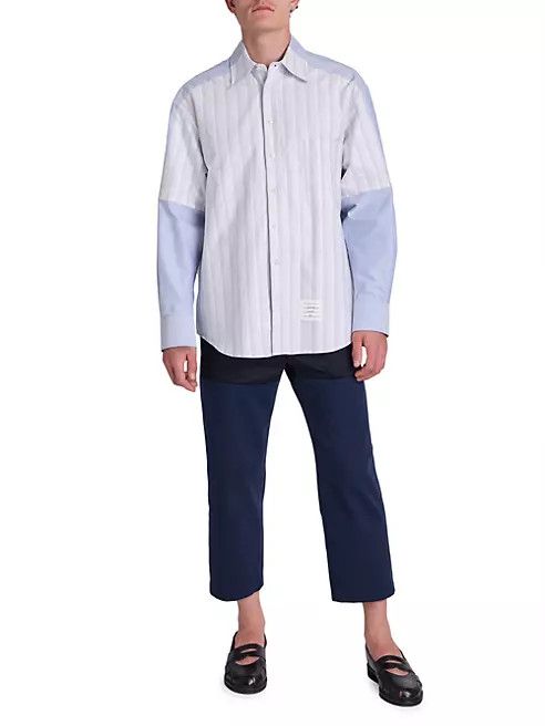 Thom Browne os11x0724 4-Bar Striped Cotton Oversized Oxford Shirt Size US XXL / EU 58 / 5 - 2 Thumbnail