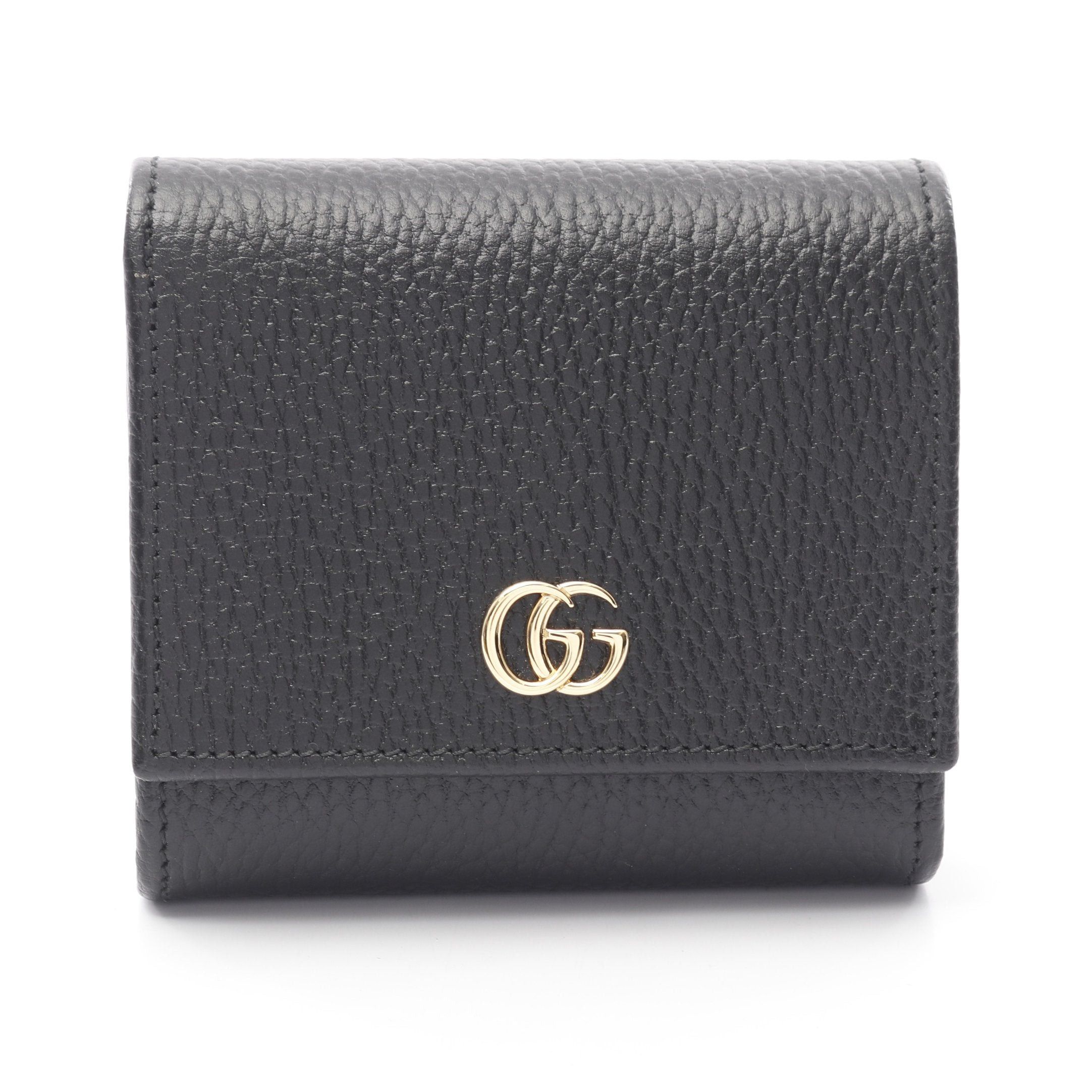 Gucci Gucci Double G Bicolor Small Wallet Gg Marmont Bi-Fold Leather Black Size ONE SIZE - 1 Thumbnail