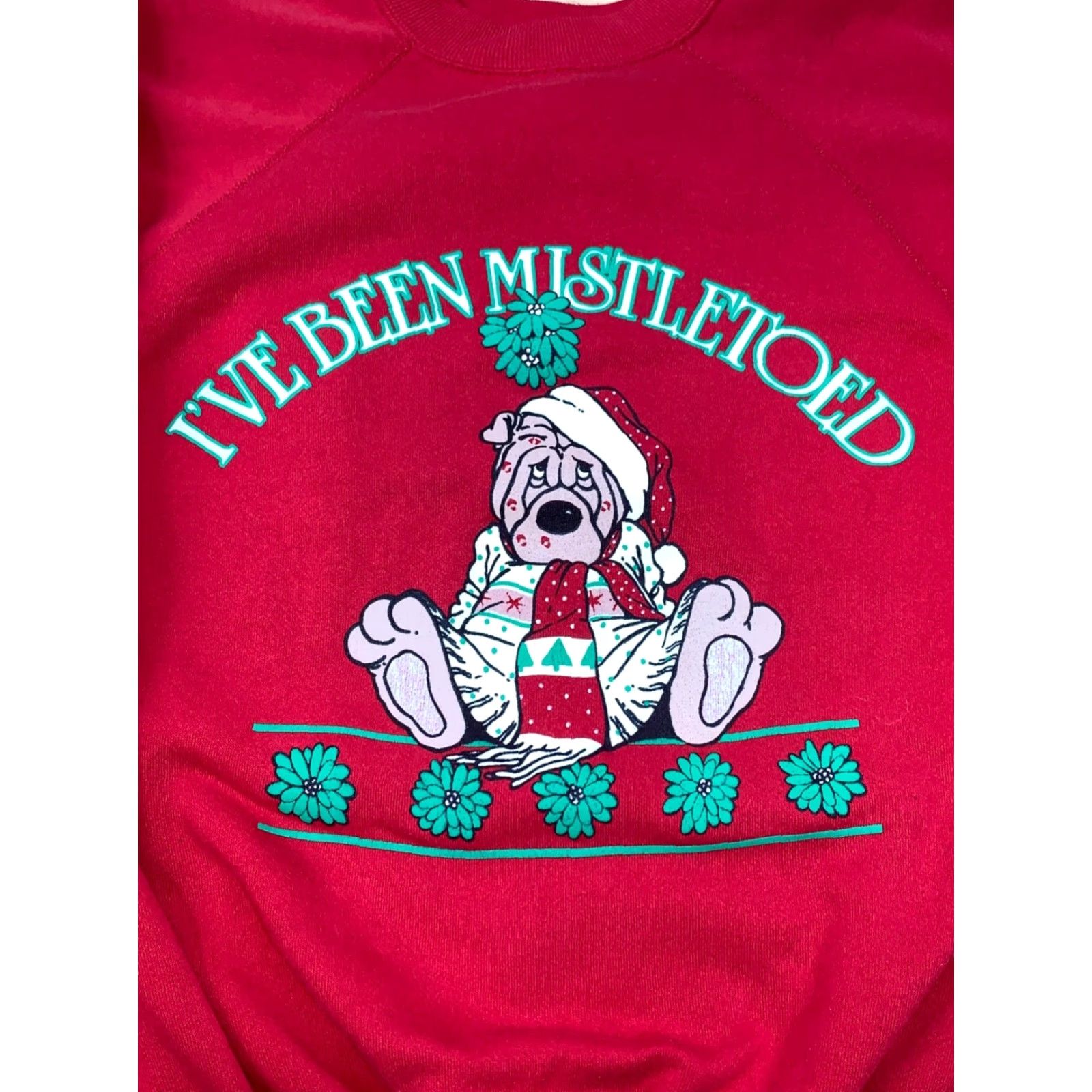 Vintage VINTAGE Ultra Sweats Christmas Sweatshirt Red XL 1980s Ive Been Mistletoed USA Shirts Mens Size US XL / EU 56 / 4 - 2 Thumbnail