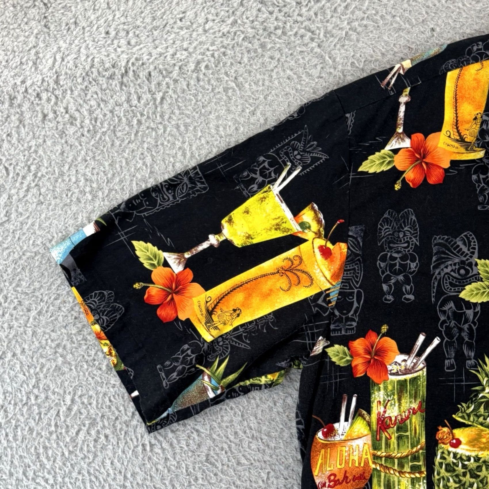 Vintage VINTAGE Pacific Legend Hawaiian Shirt XL Black 90s Tiki Cocktail Button Up Mens Size US XL / EU 56 / 4 - 4 Thumbnail