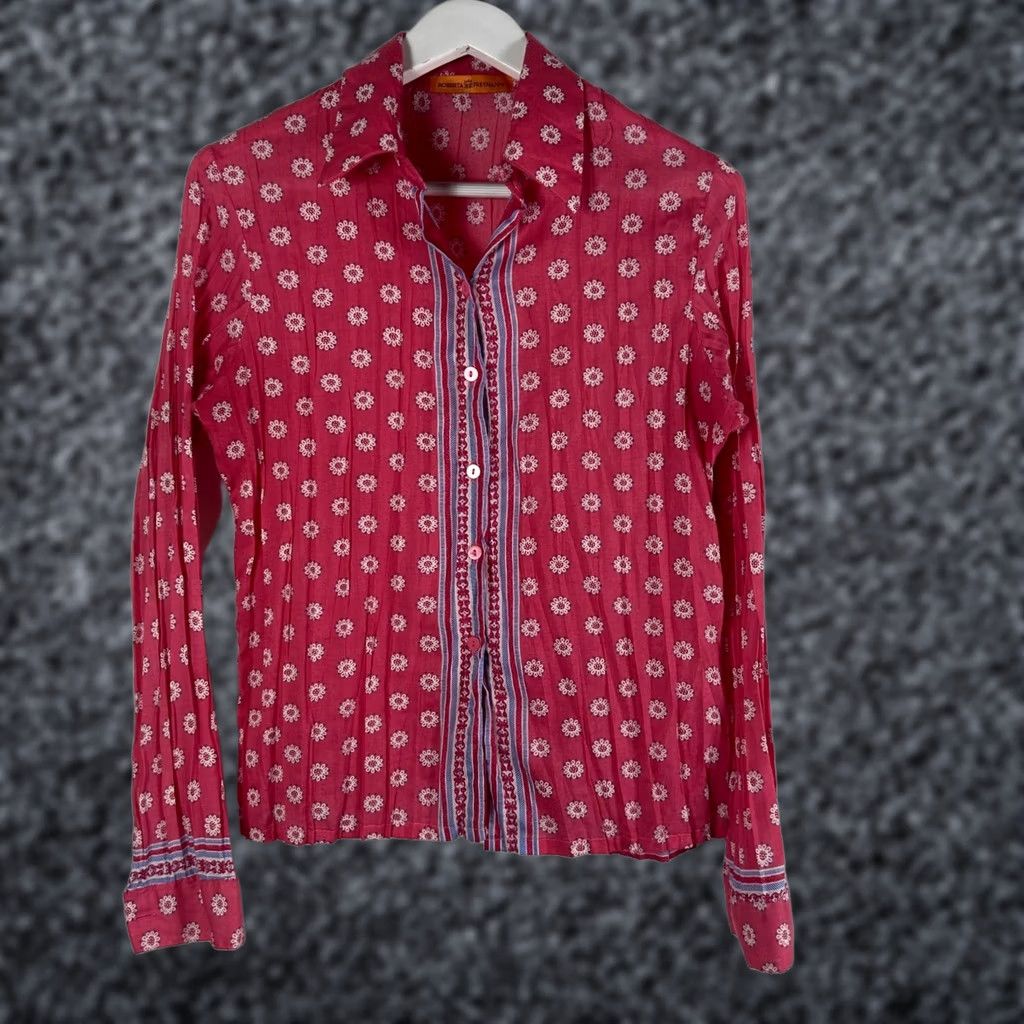 Pinko Roberta Freymann Womens Pink Floral Long Sleeve Button Up Shirt Size 22 Casual Size 3XL / US 20-22 - 1 Thumbnail